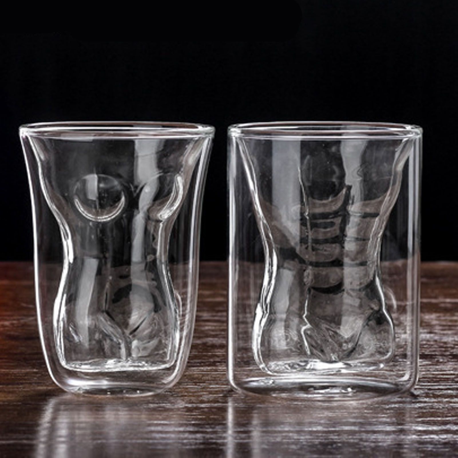 Body Shape Glass Cup Double Layer Beer Whisky Drinking Shot Glass for Party view 9