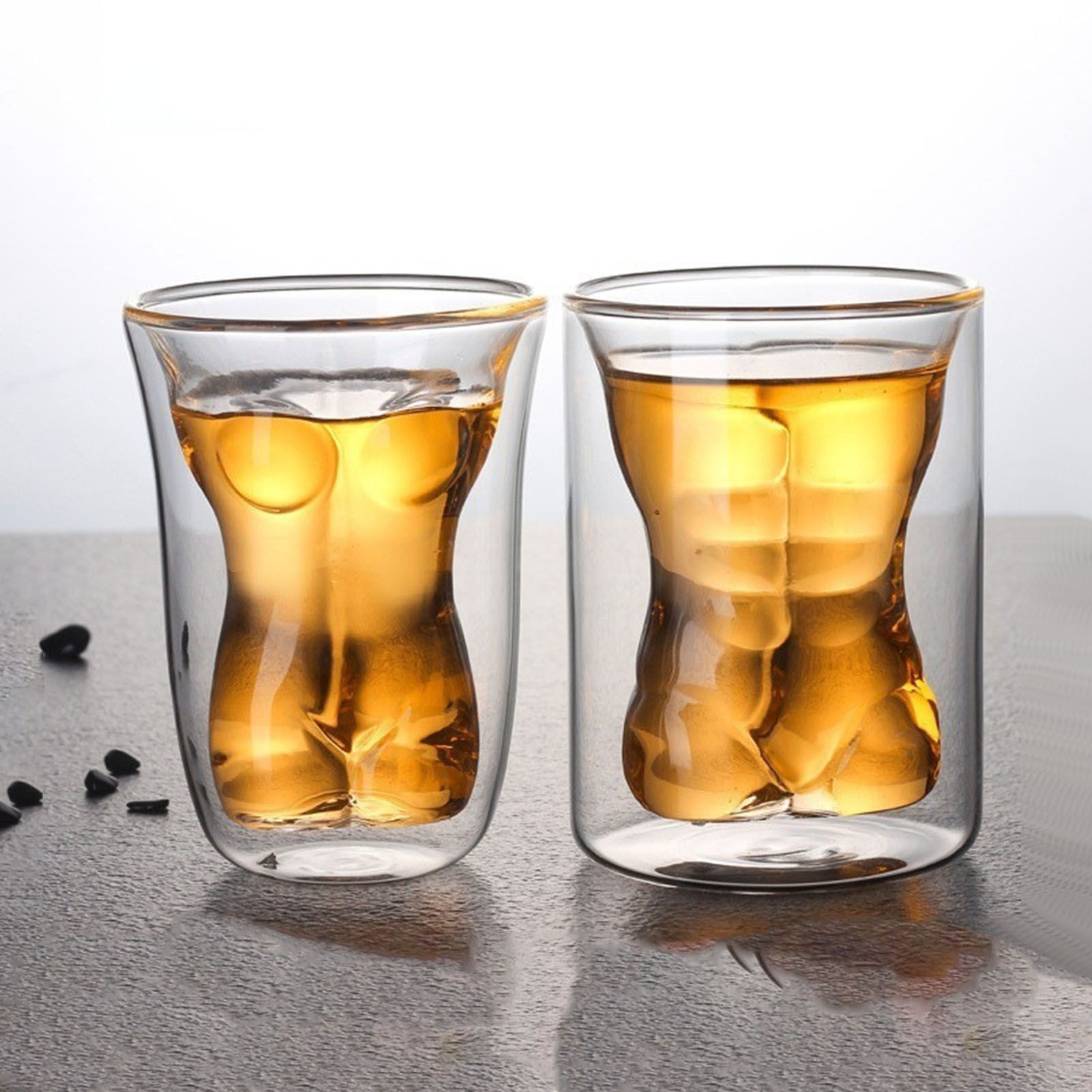 Body Shape Glass Cup Double Layer Beer Whisky Drinking Shot Glass for Party view 12