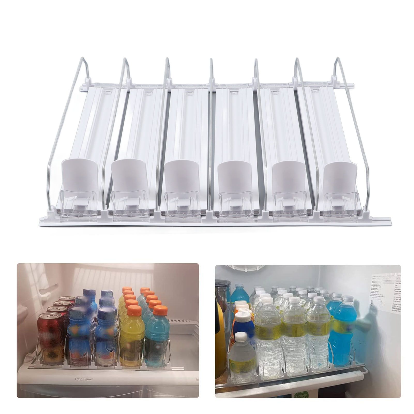 Drink Automatic Pusher Glide ABS White Width Adjustable 12oz 16oz 16.9oz 20oz view 12