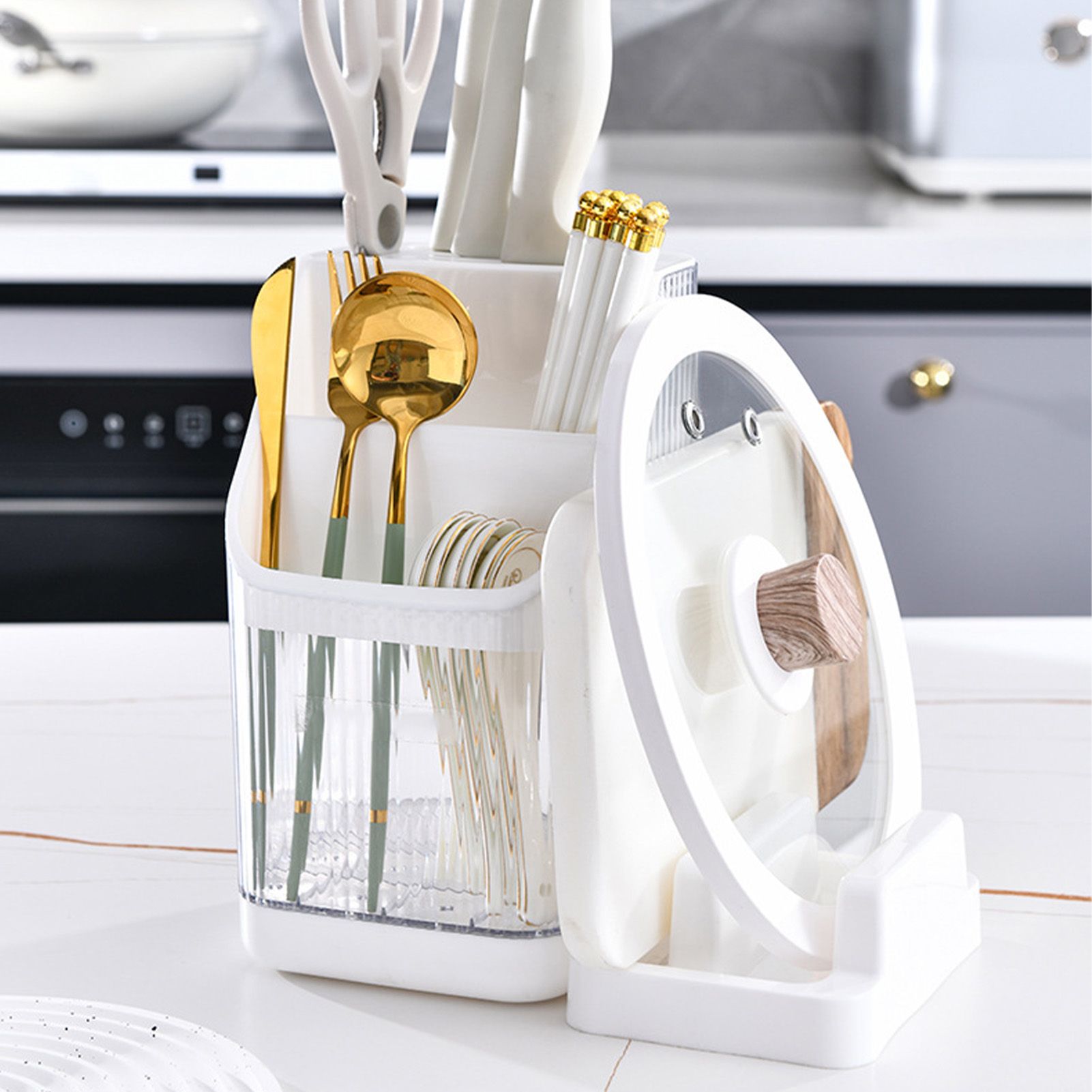 Multifunctional Kitchen Storage Rack Kitchen Countertop Cutting Board Pot view 6