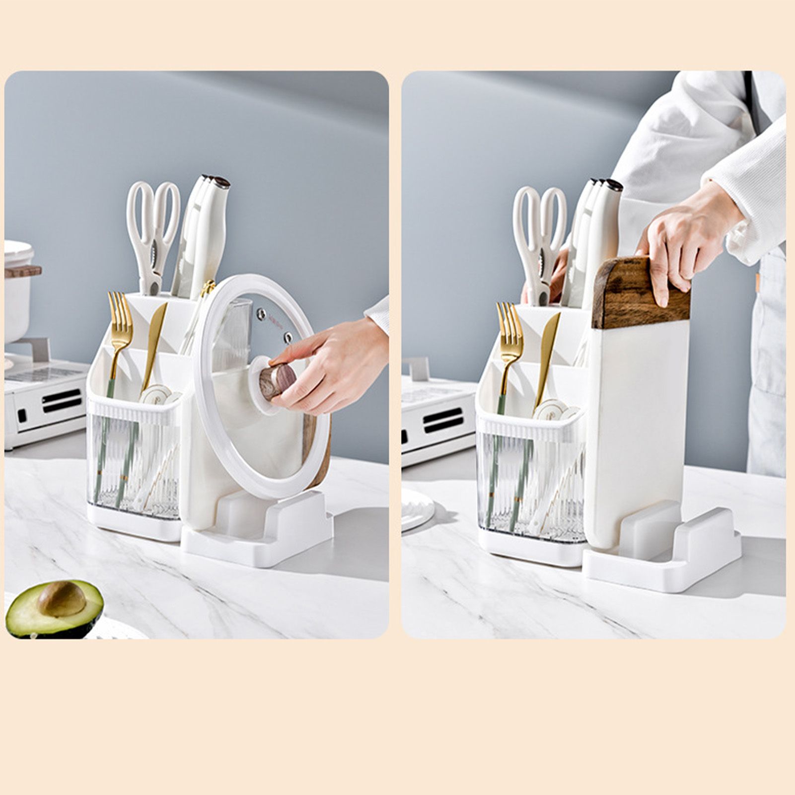Multifunctional Kitchen Storage Rack Kitchen Countertop Cutting Board Pot view 12