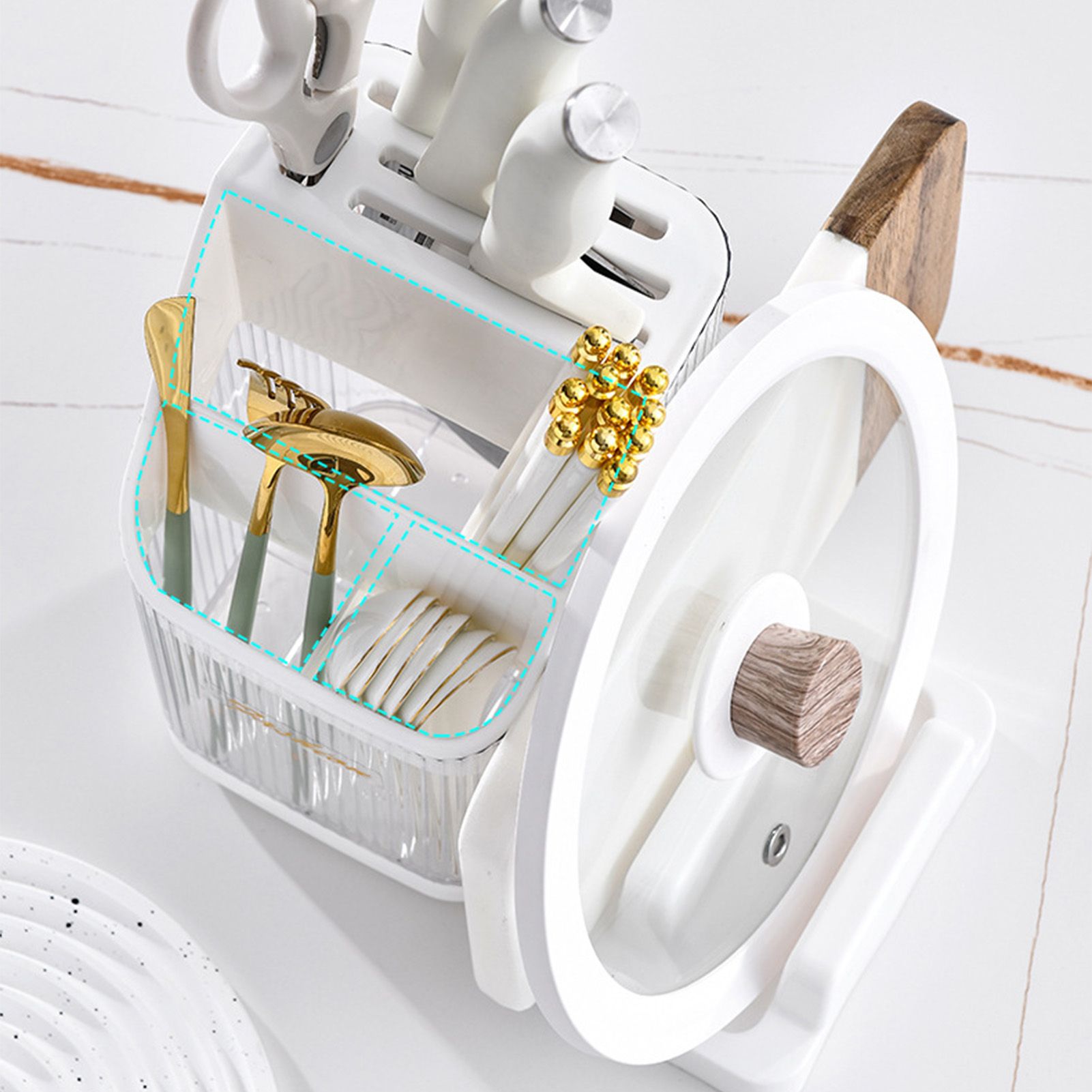 Multifunctional Kitchen Storage Rack Kitchen Countertop Cutting Board Pot view 14