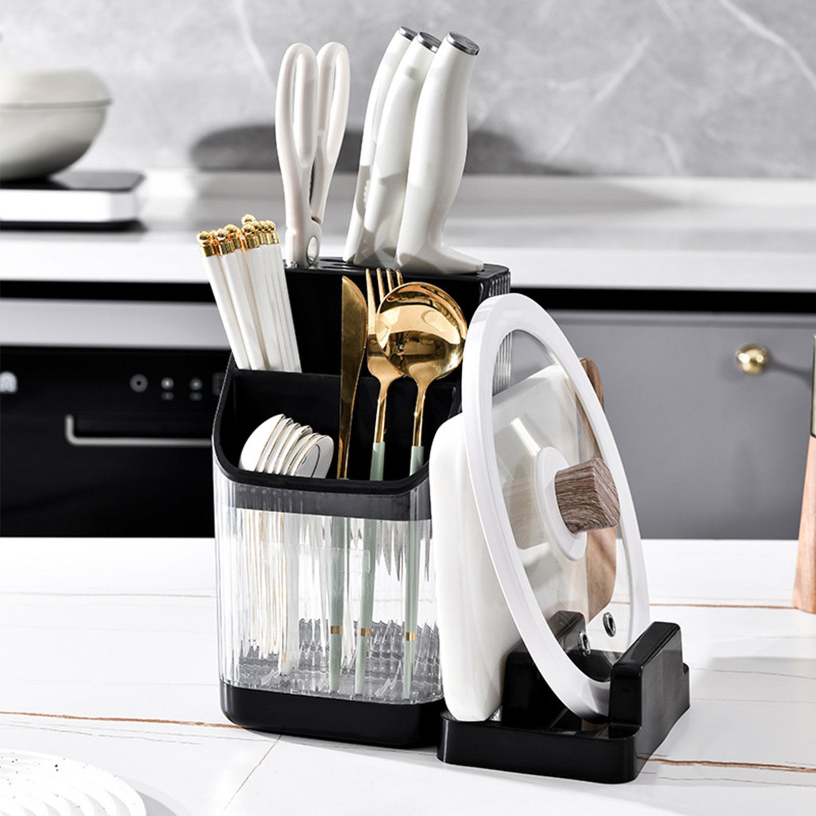 Multifunctional Kitchen Storage Rack Kitchen Countertop Cutting Board Pot view 5