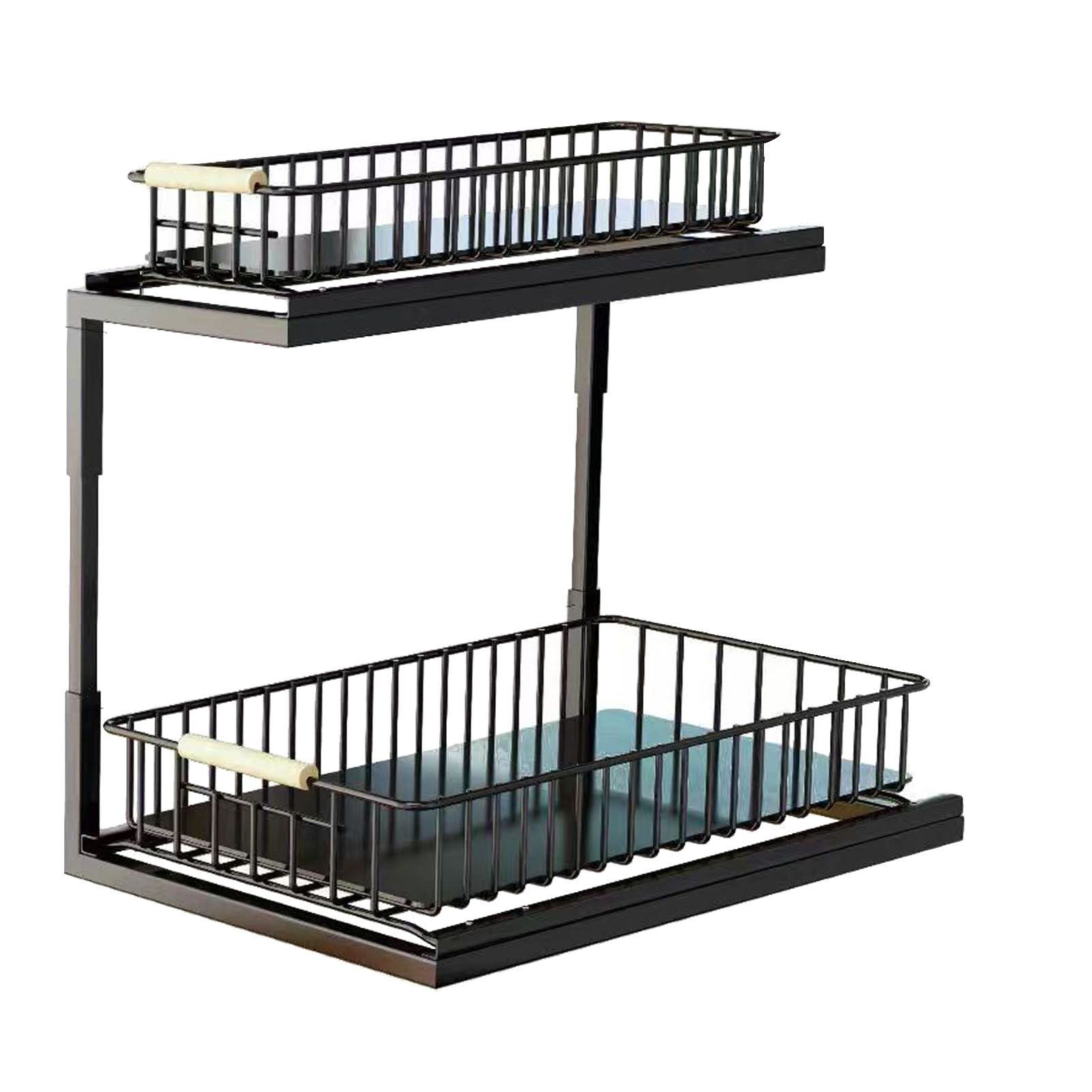 Under Sink Cabinet Shelf Multifunctional Slide Out Double Layer Spice Drawer