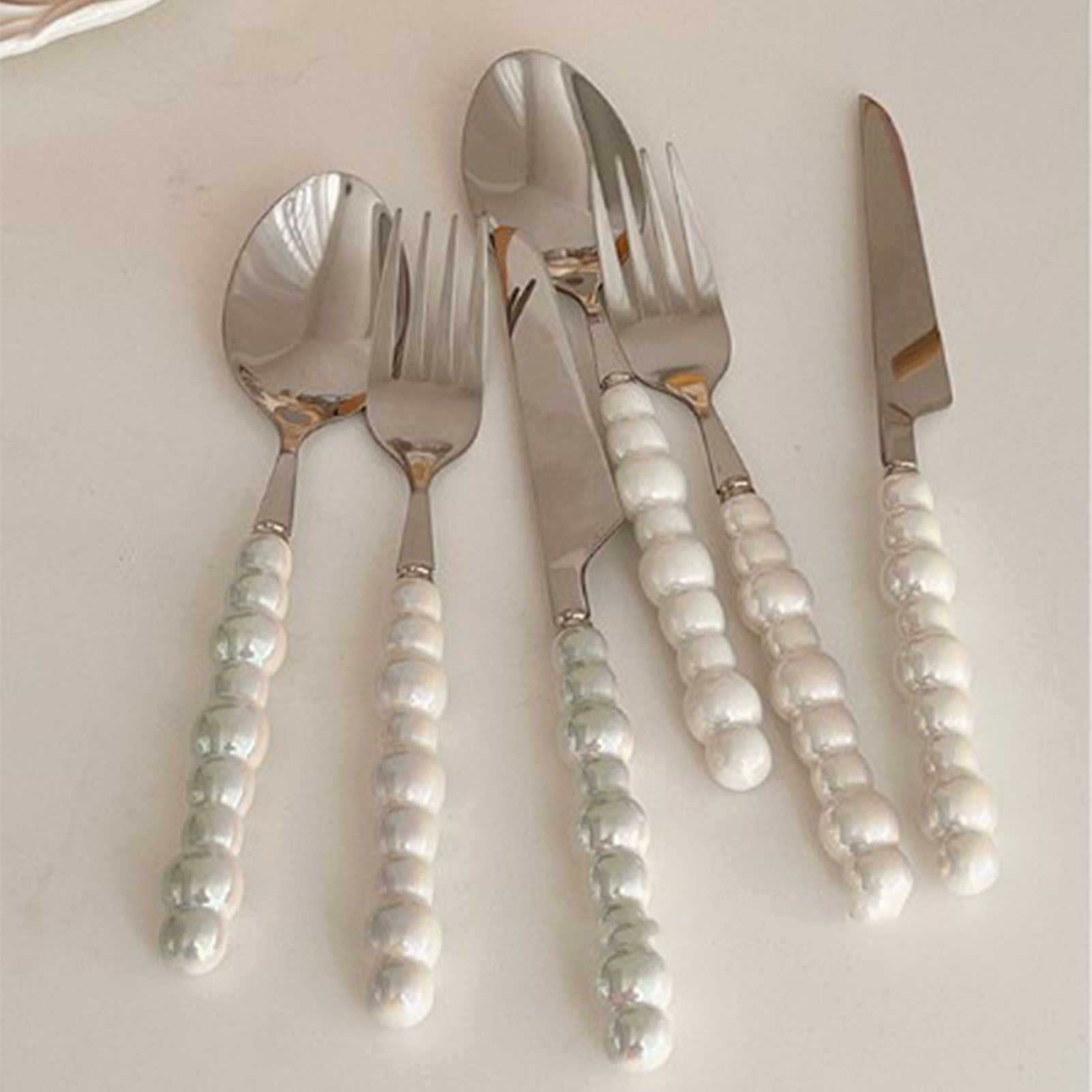 Flatware Cutlery Set Spoons Forks Knifes Utensils Tableware Sets with Ceramic view 8