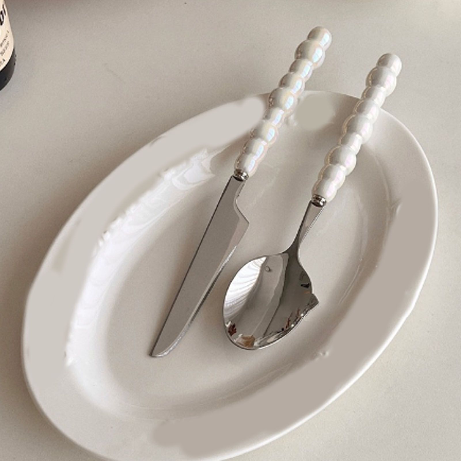 Flatware Cutlery Set Spoons Forks Knifes Utensils Tableware Sets with Ceramic view 10