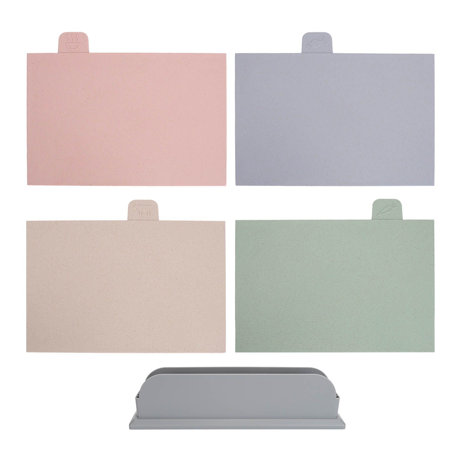 4pcs Color Coded Cutting Boards Set with Holder Double Sided Use Classified