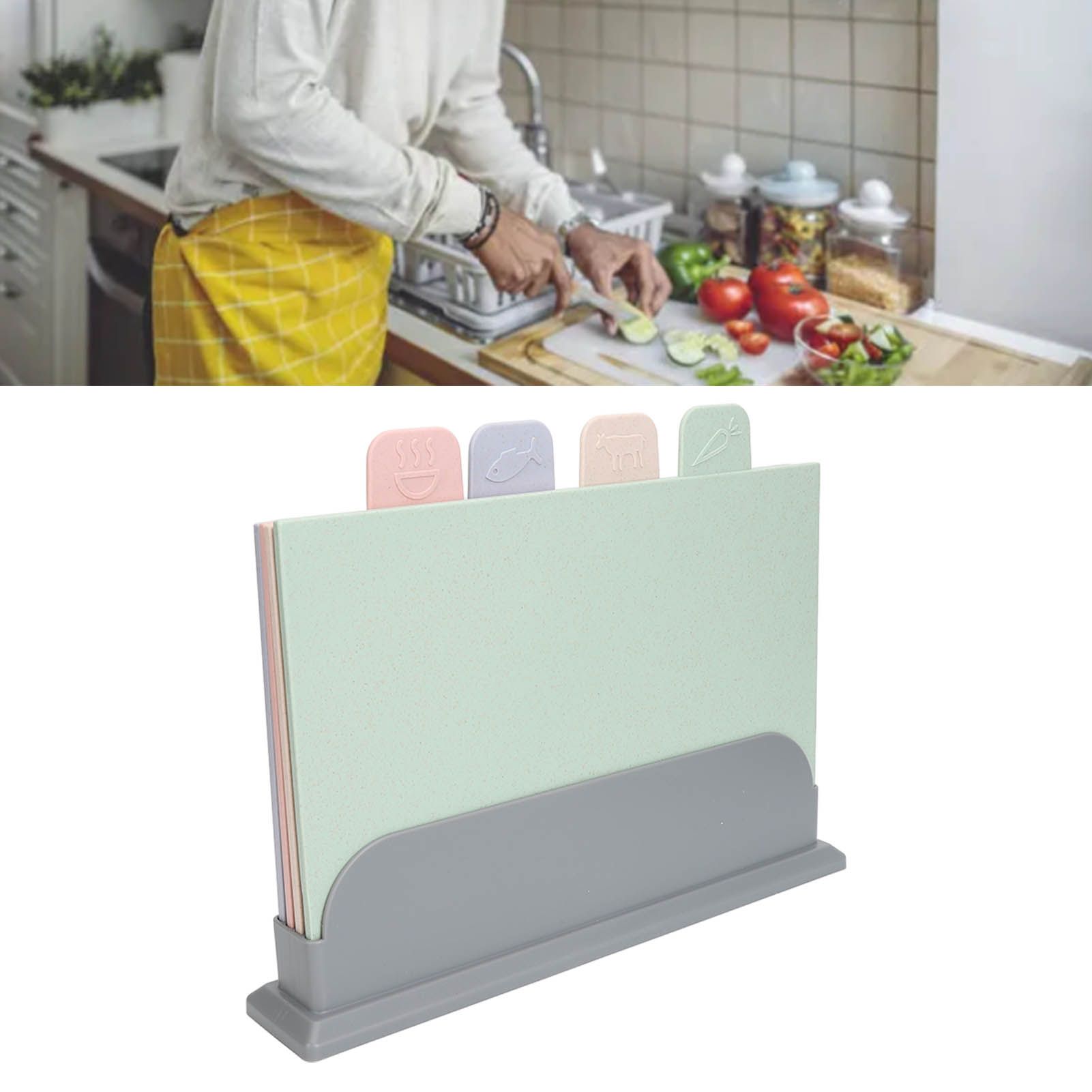 4pcs Color Coded Cutting Boards Set with Holder Double Sided Use Classified view 11