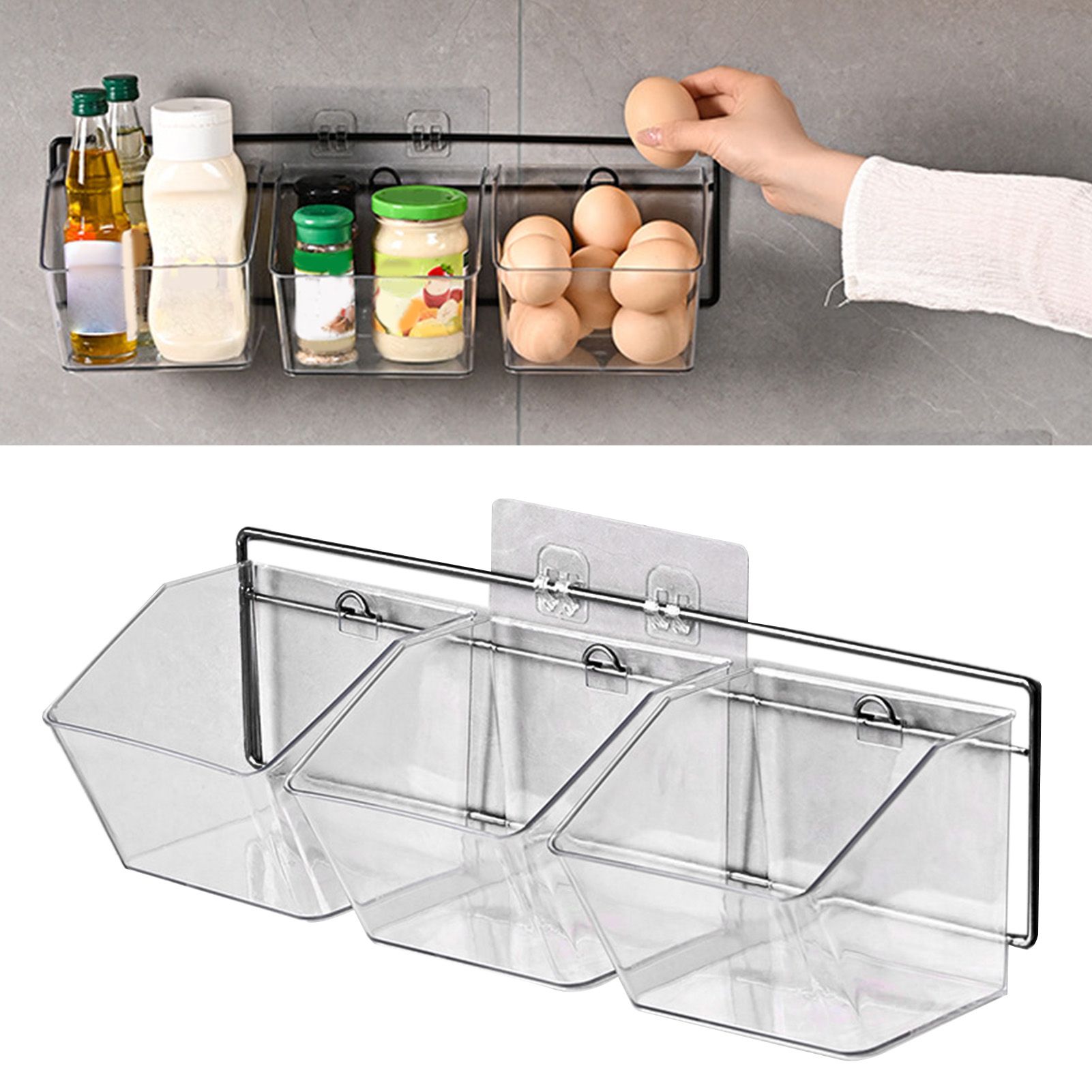 Wall Mounted Storage Container 3 Layer Wall Hanging Kitchen Storage Box for view 3