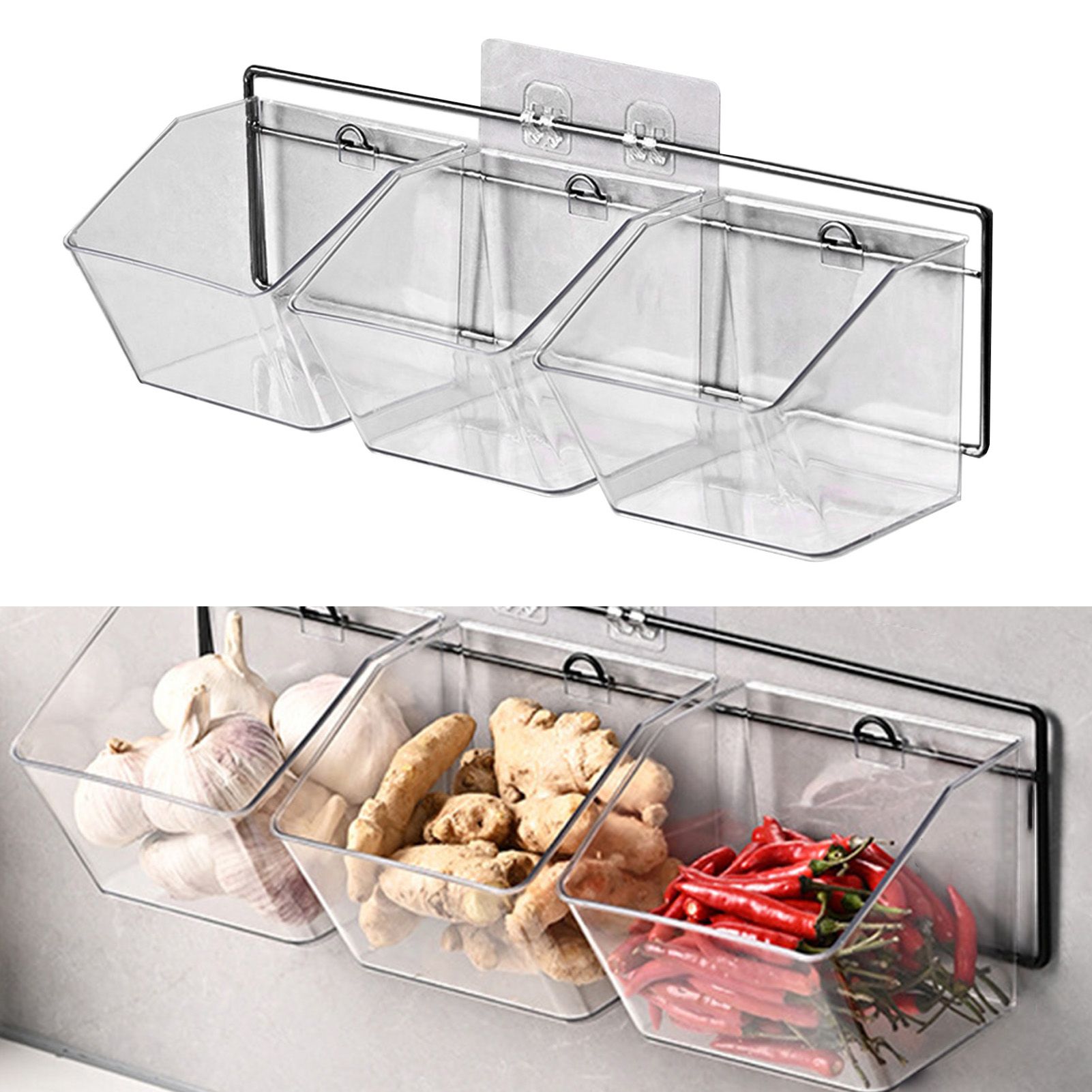 Wall Mounted Storage Container 3 Layer Wall Hanging Kitchen Storage Box for view 4