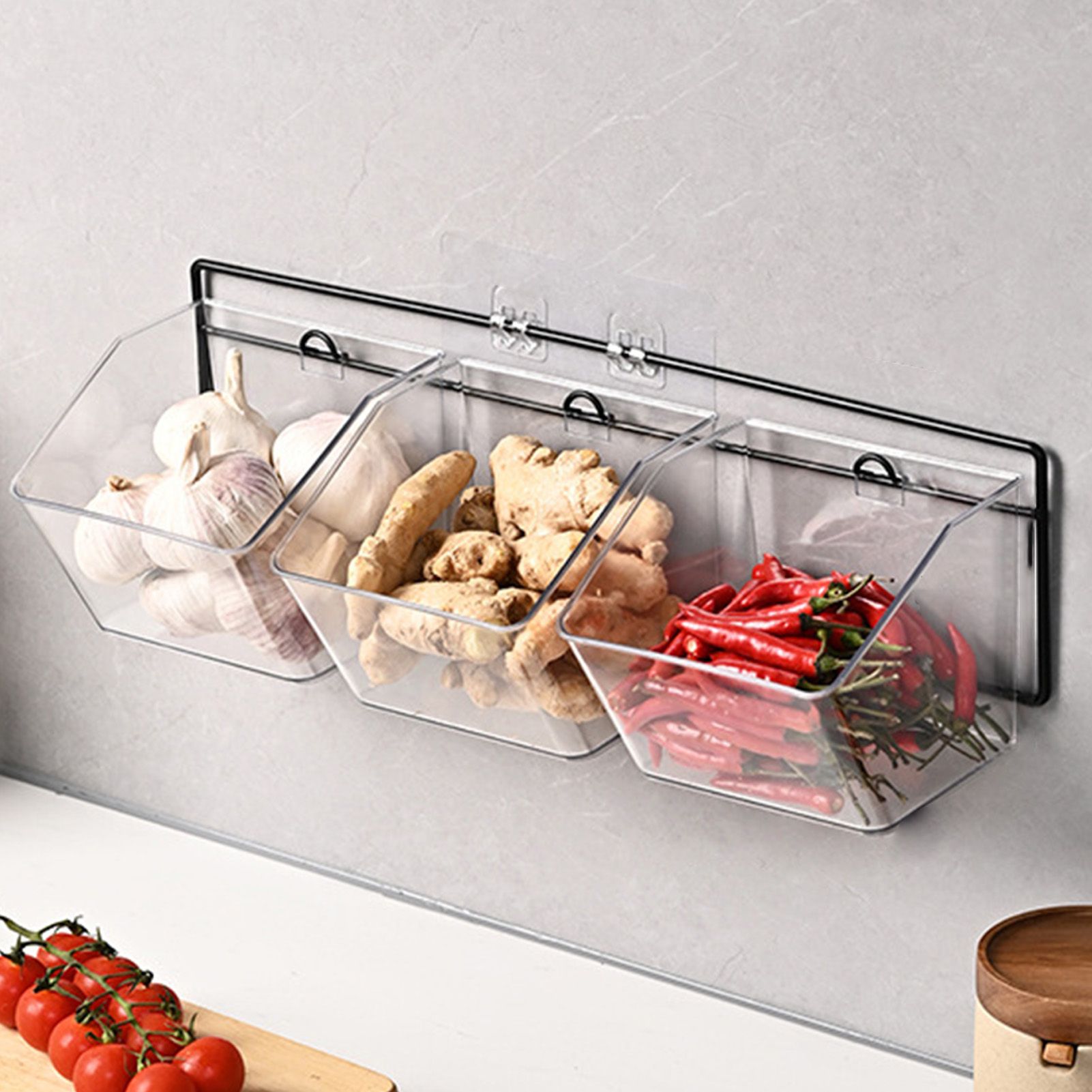 Wall Mounted Storage Container 3 Layer Wall Hanging Kitchen Storage Box for view 5