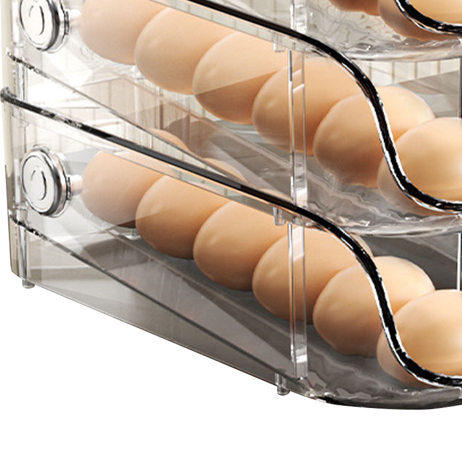 3PCS Egg Container For Refrigerator Plastic Stackable Auto Rolling Egg Holder view 8