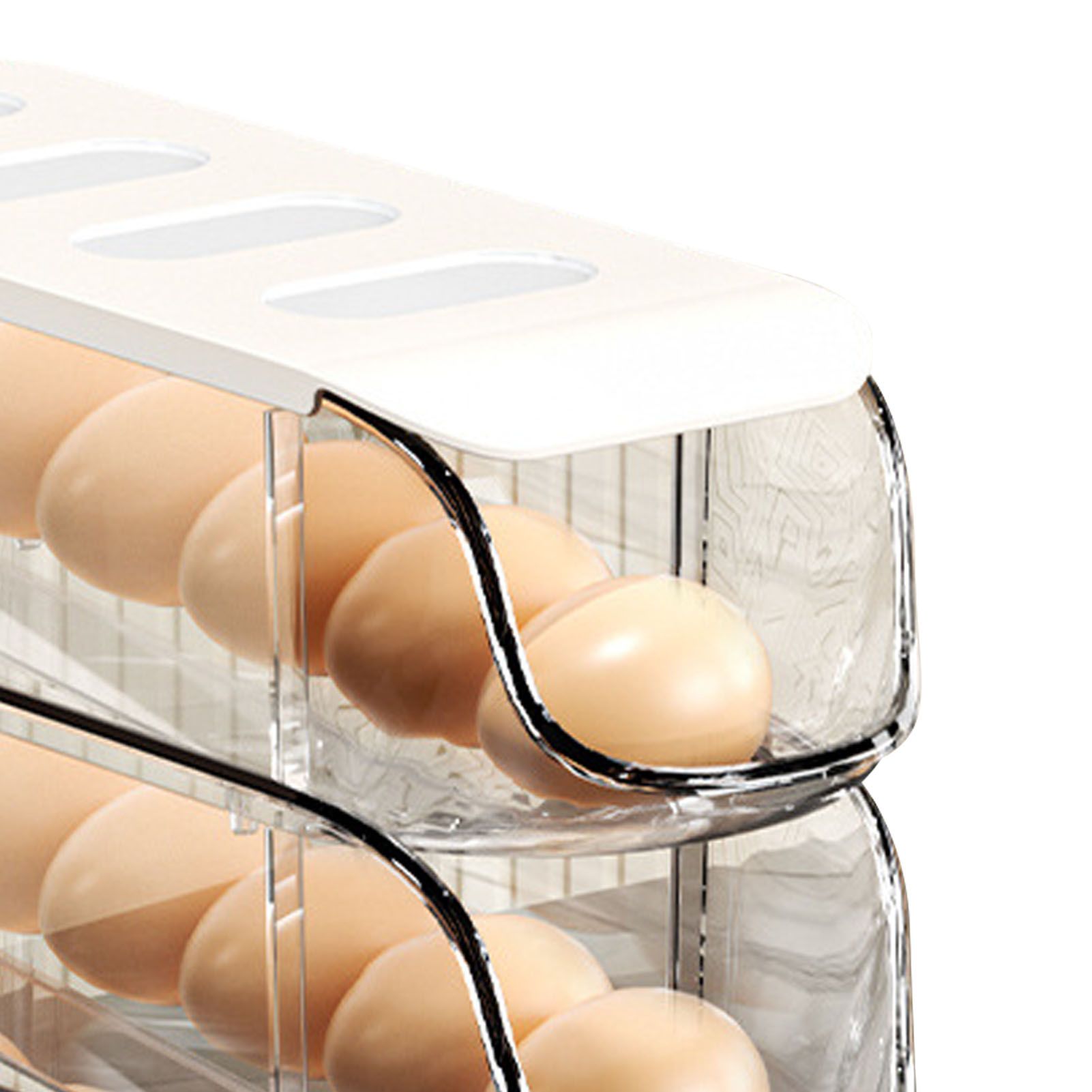 3PCS Egg Container For Refrigerator Plastic Stackable Auto Rolling Egg Holder view 9