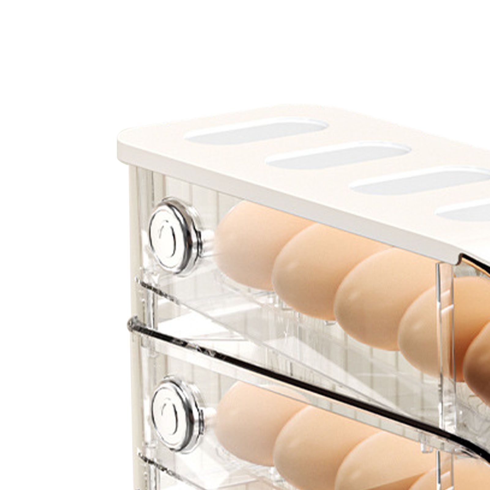 3PCS Egg Container For Refrigerator Plastic Stackable Auto Rolling Egg Holder view 10