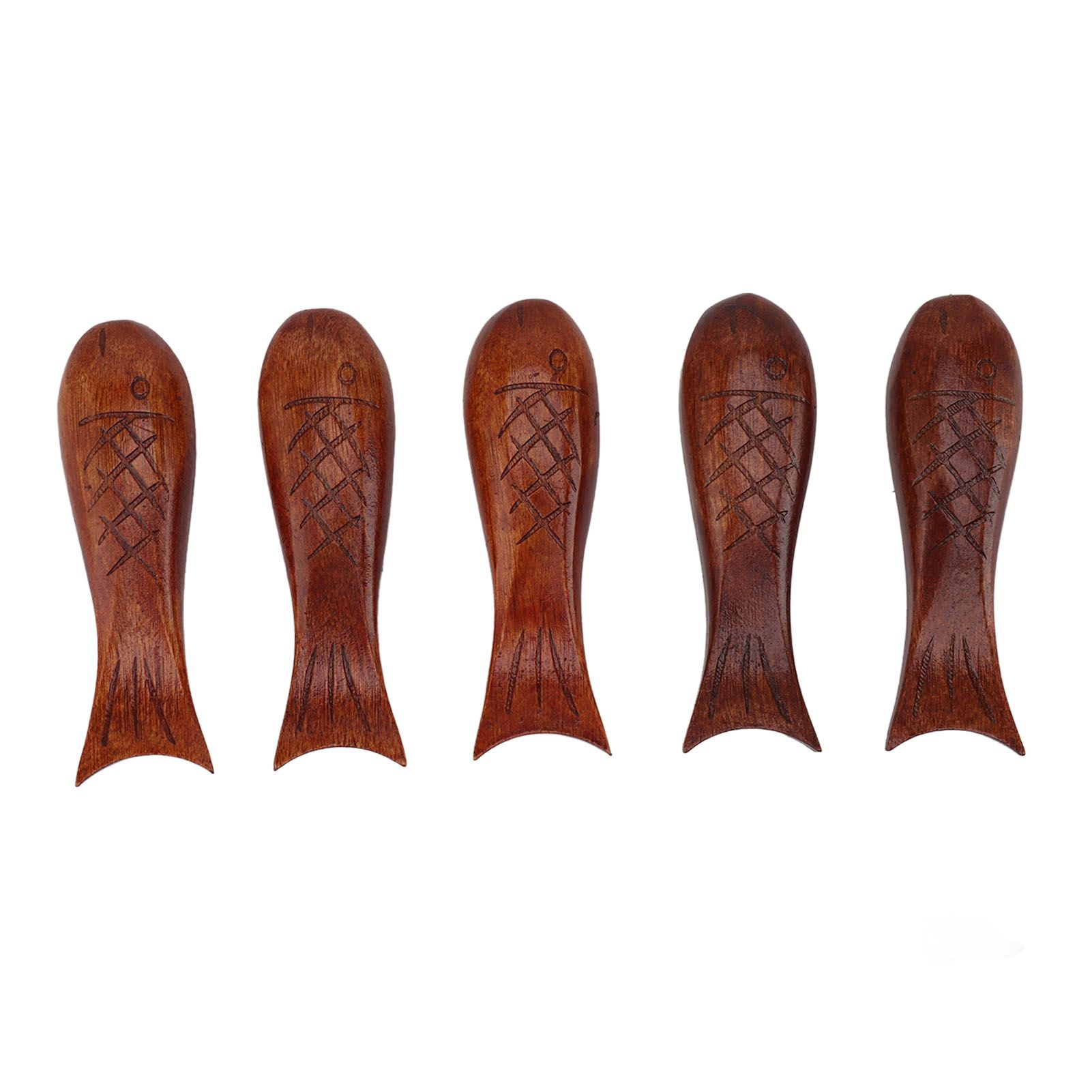 5Pcs Wooden Fish Shape Chopstick Rest Stand Rack Spoon Fork Knife Holder
