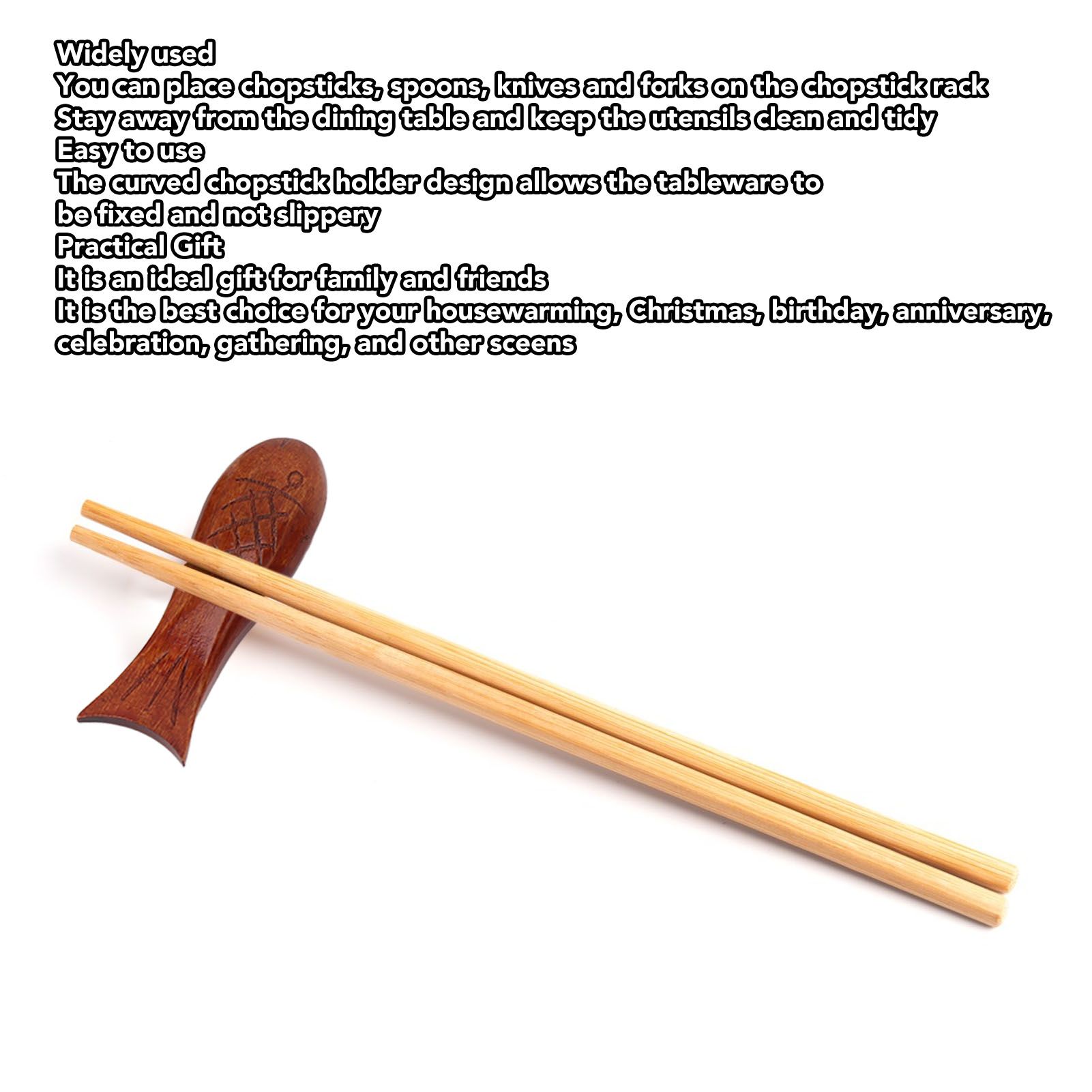 5Pcs Wooden Fish Shape Chopstick Rest Stand Rack Spoon Fork Knife Holder view 14