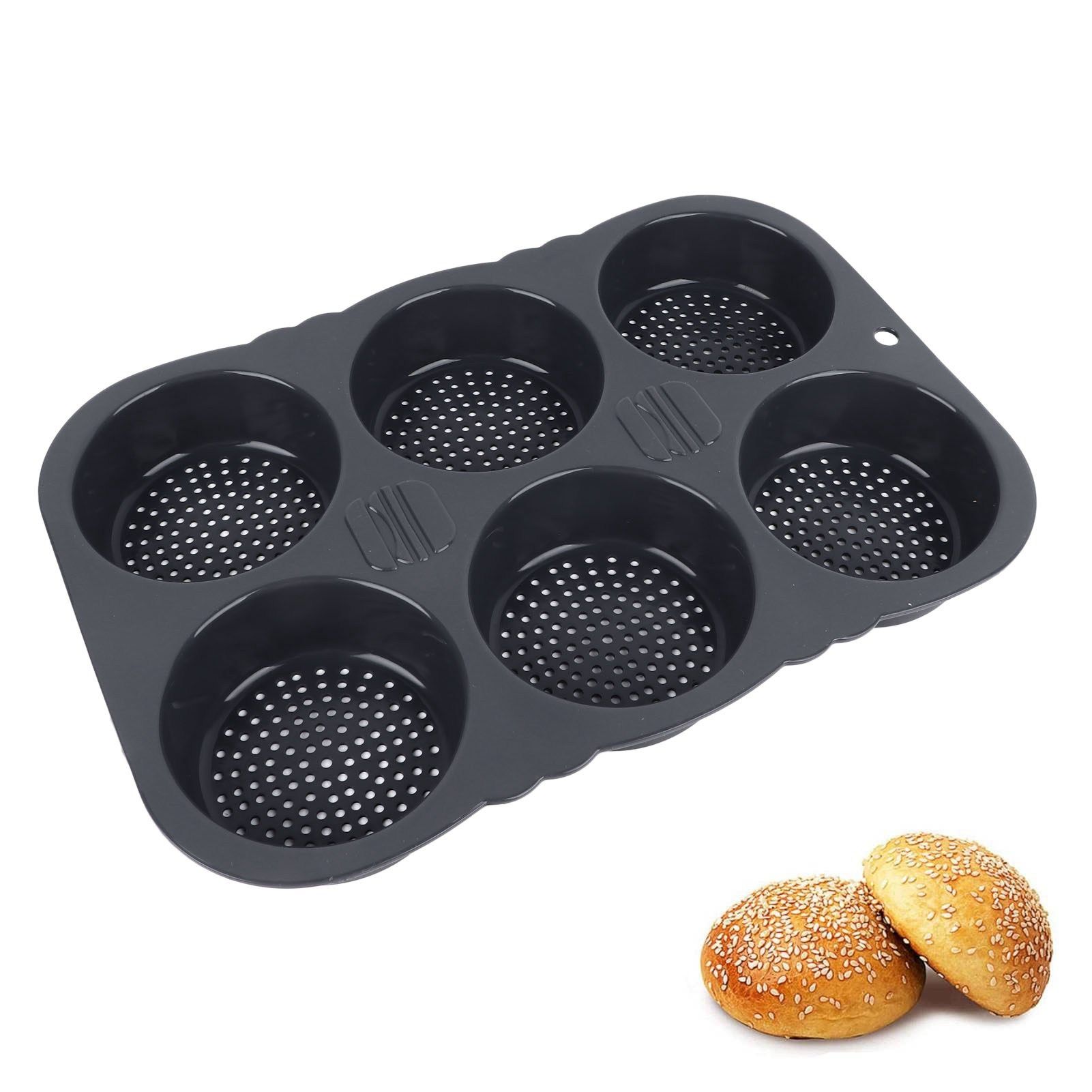 6 Cavity Hamburger Bun Mould Foldable Reusable Bread Mould ‑40℉ to +446℉ Heat view 11