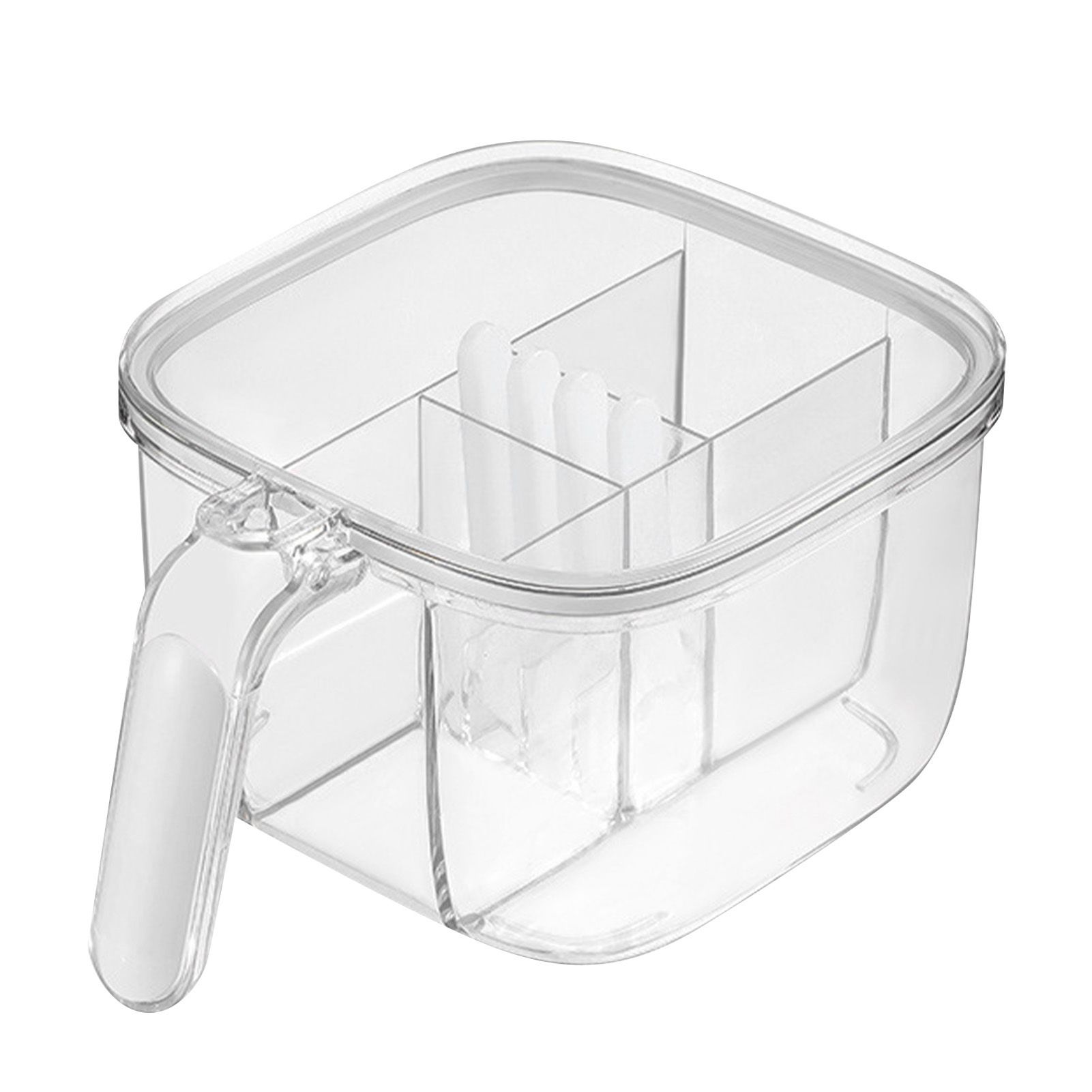 Seasoning Box 4 Compartments Transparent Window Strong PET Seasoning Jar with