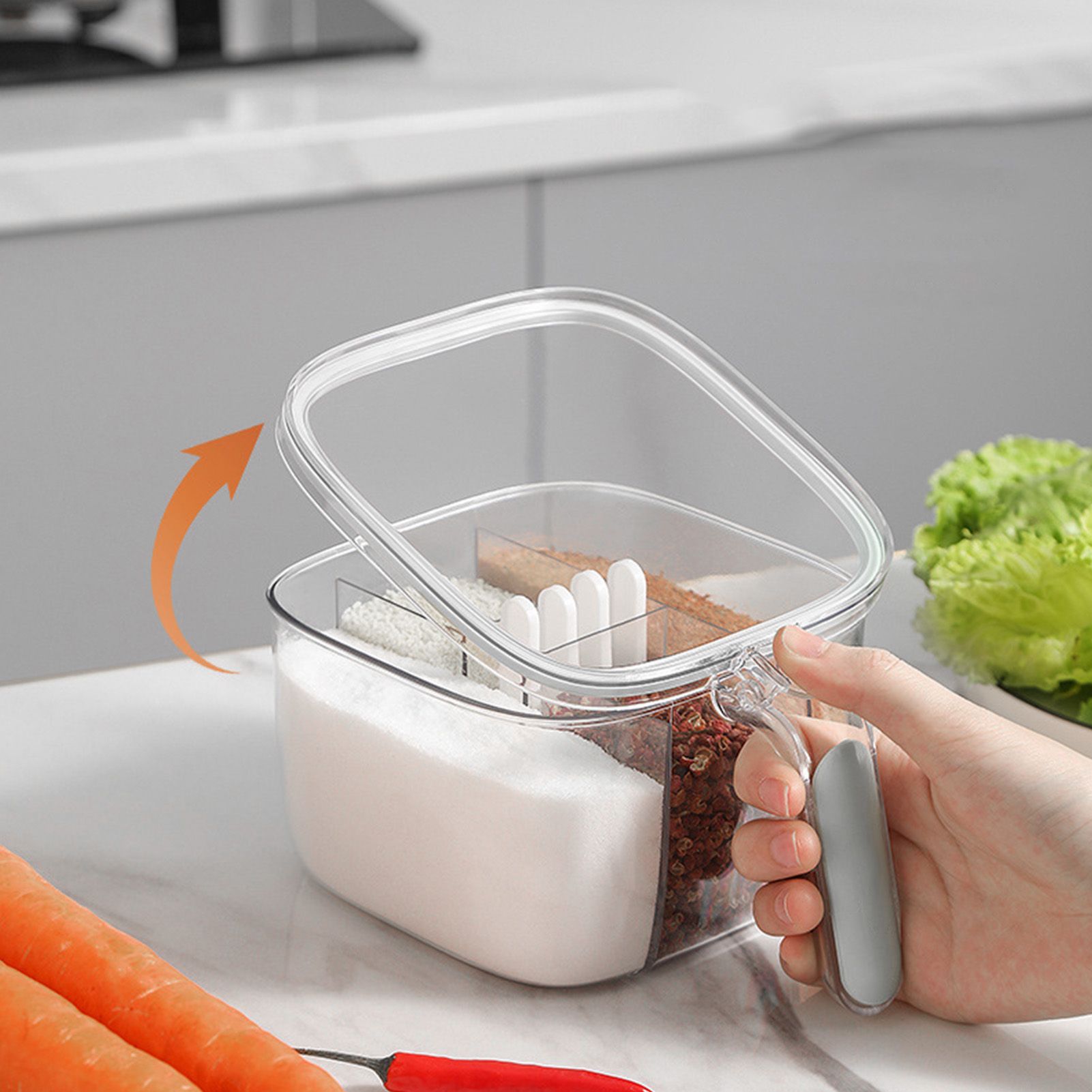 Seasoning Box 4 Compartments Transparent Window Strong PET Seasoning Jar with view 13