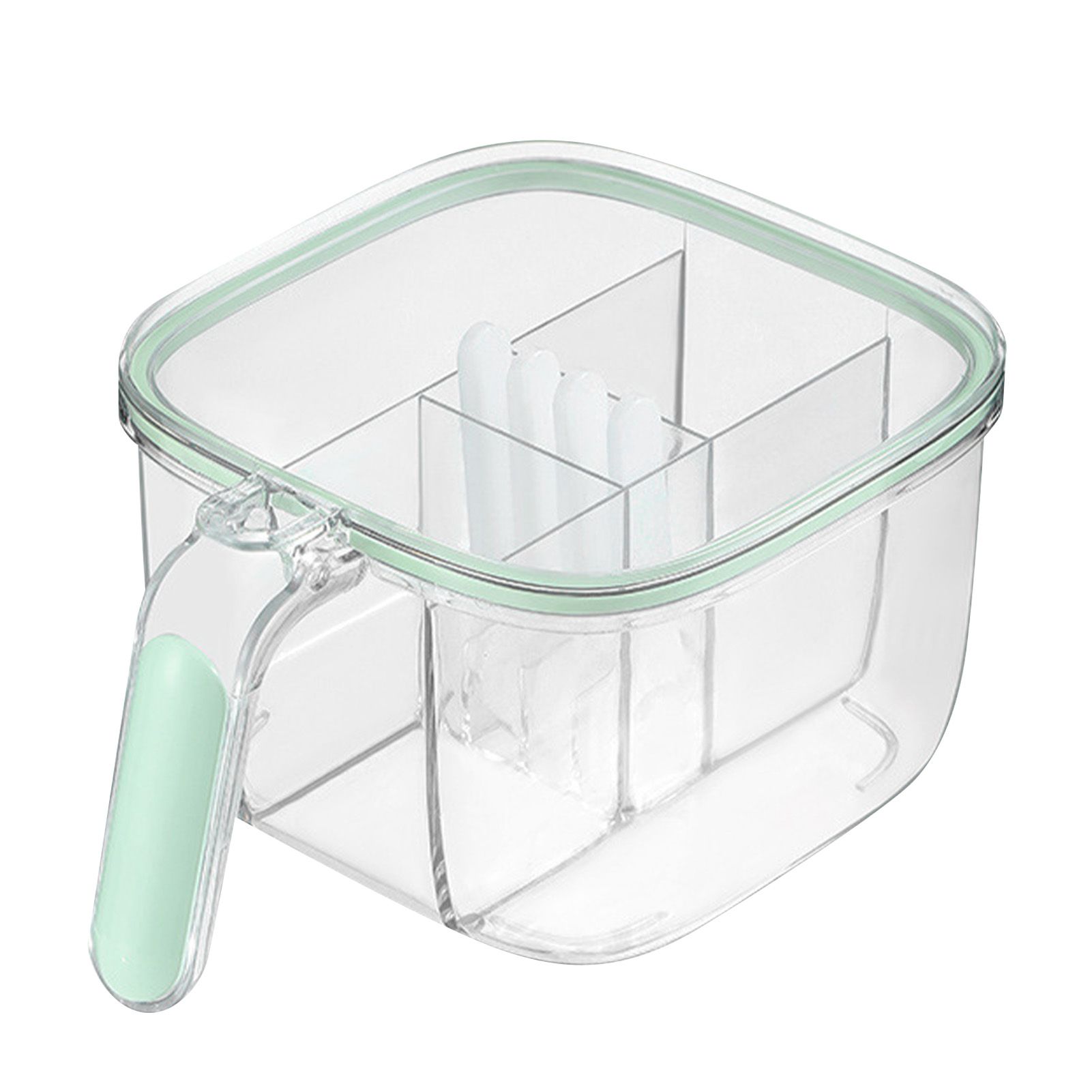 Seasoning Box 4 Compartments Transparent Window Strong PET Seasoning Jar with
