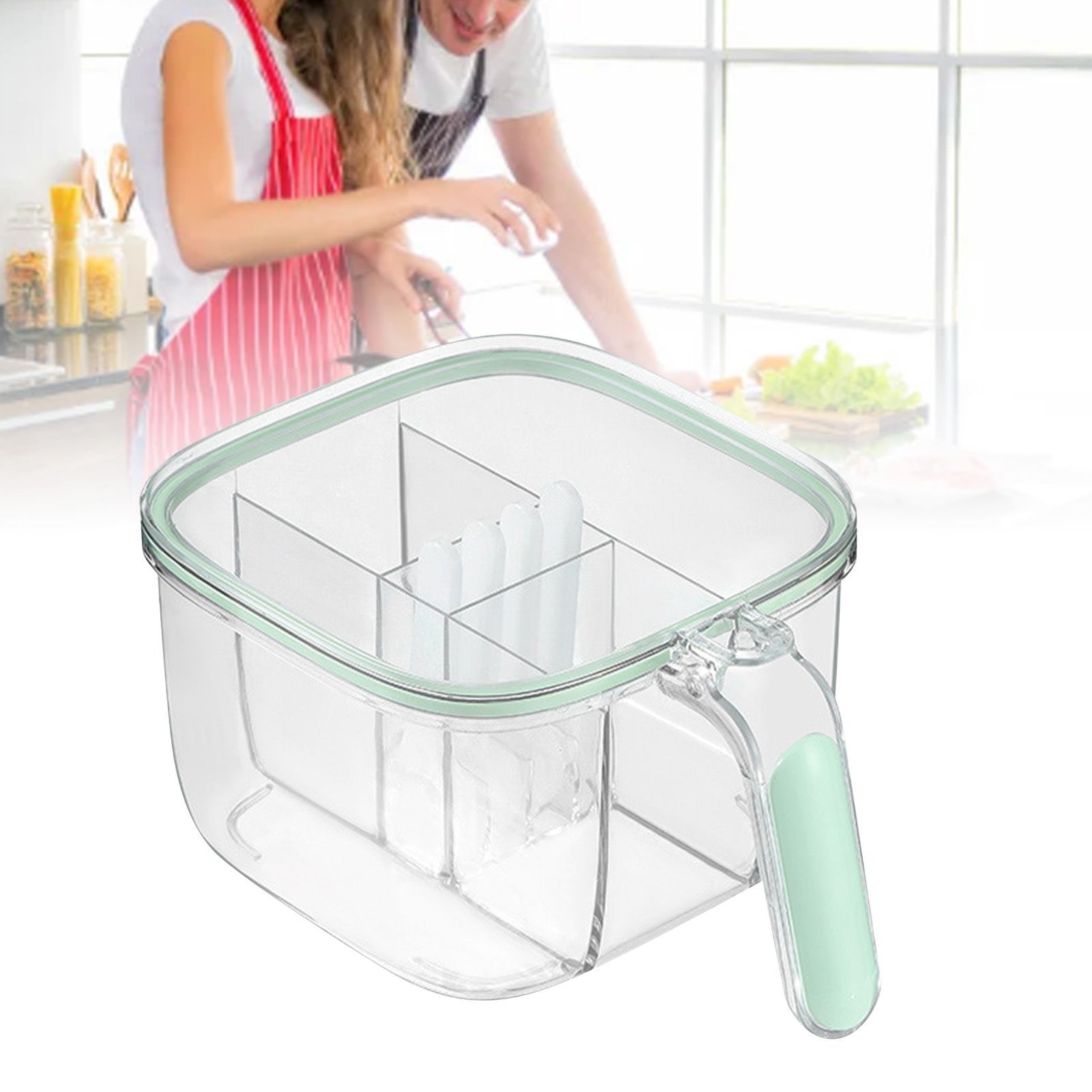 Seasoning Box 4 Compartments Transparent Window Strong PET Seasoning Jar with view 5