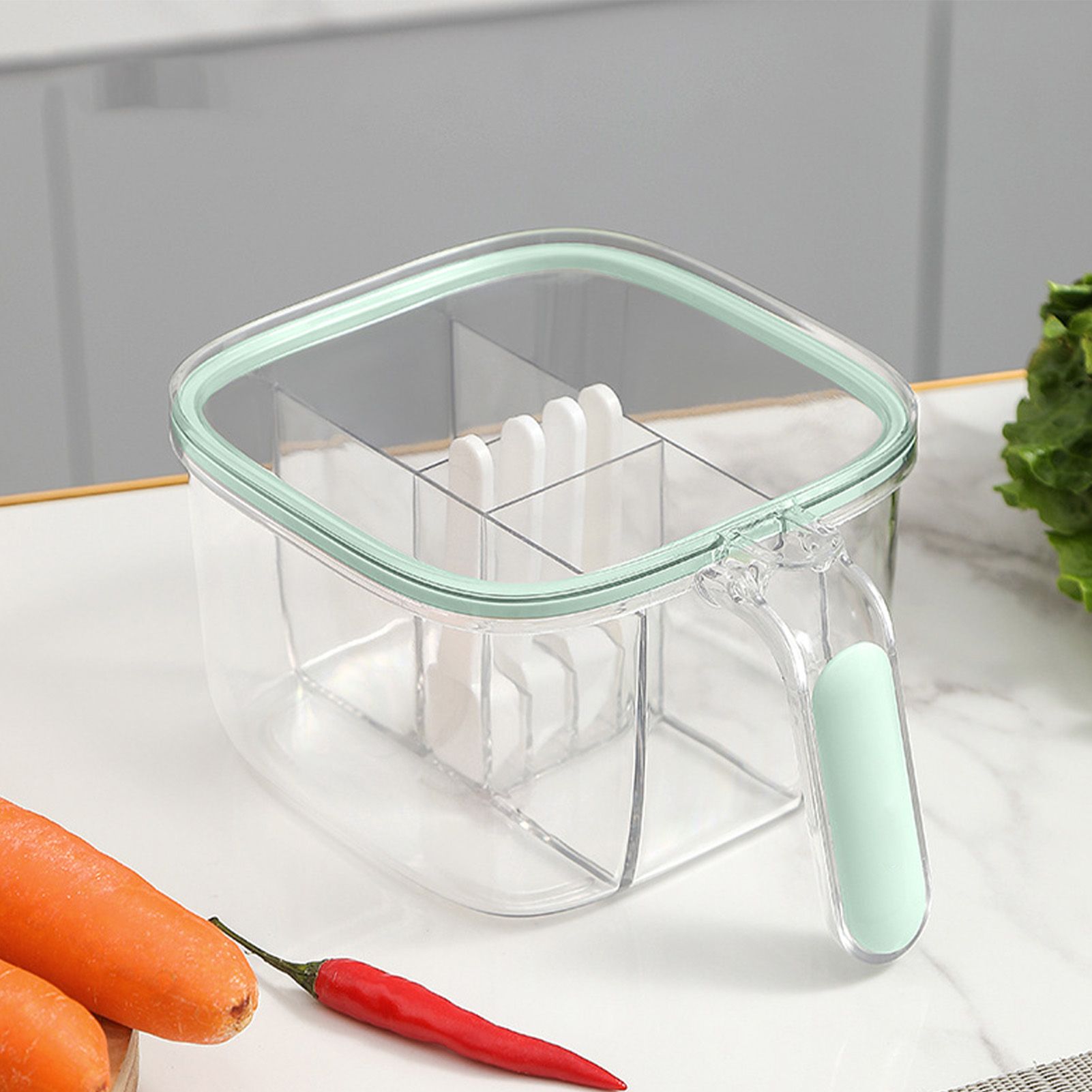 Seasoning Box 4 Compartments Transparent Window Strong PET Seasoning Jar with view 11