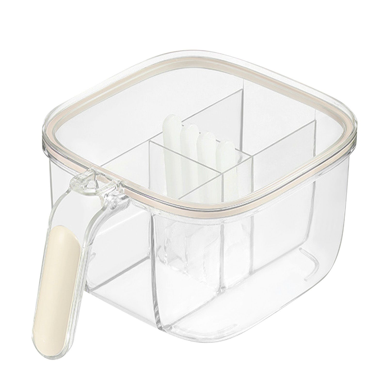 Seasoning Box 4 Compartments Transparent Window Strong PET Seasoning Jar with