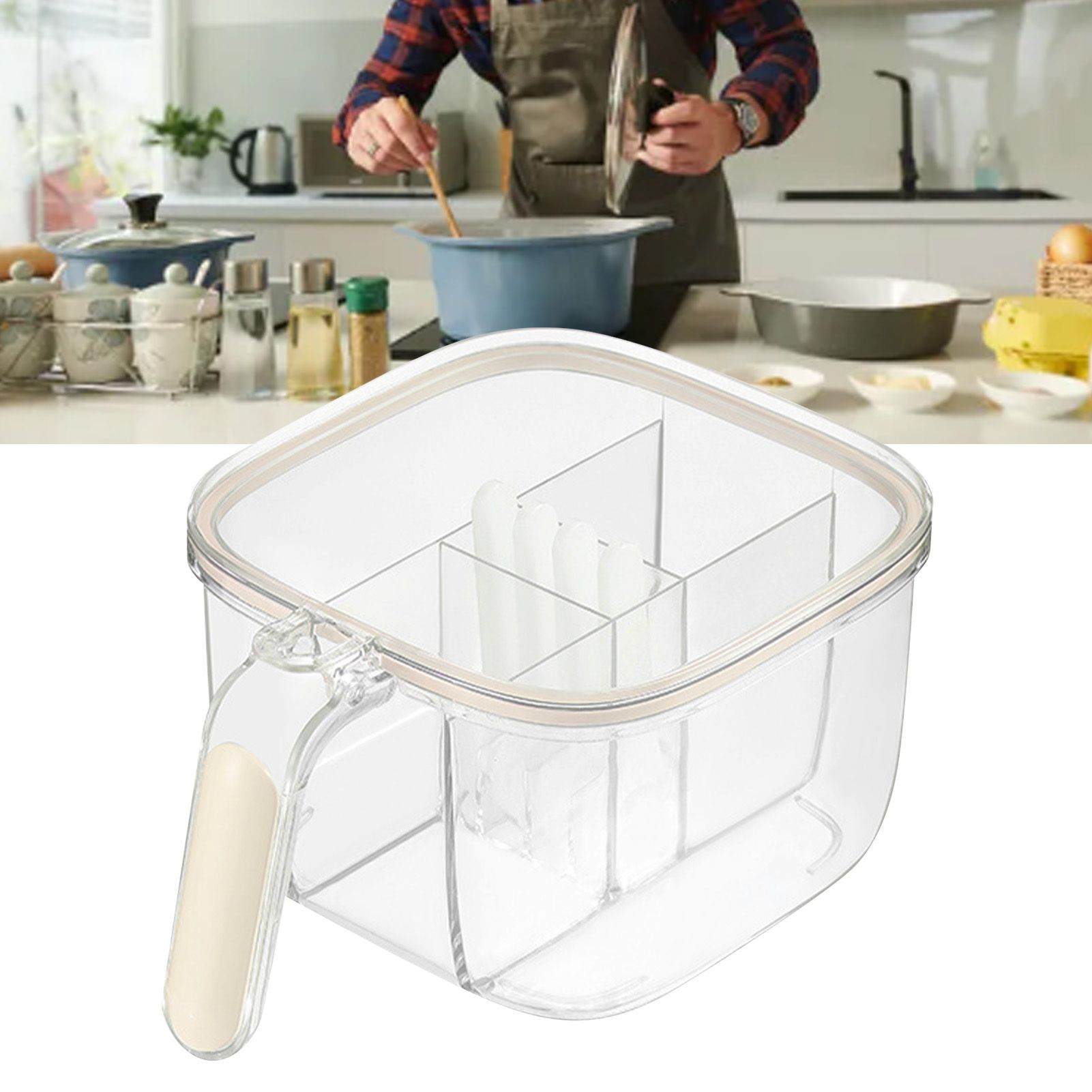 Seasoning Box 4 Compartments Transparent Window Strong PET Seasoning Jar with view 5