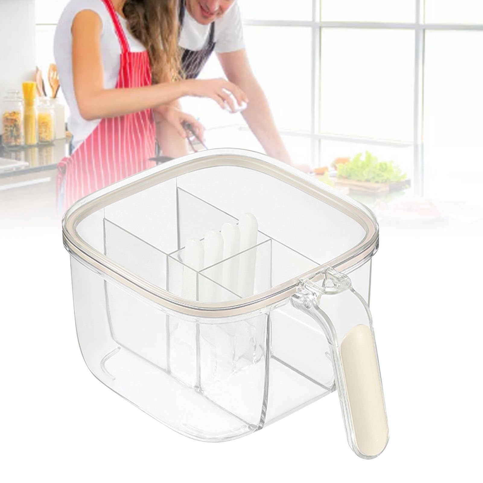 Seasoning Box 4 Compartments Transparent Window Strong PET Seasoning Jar with view 6