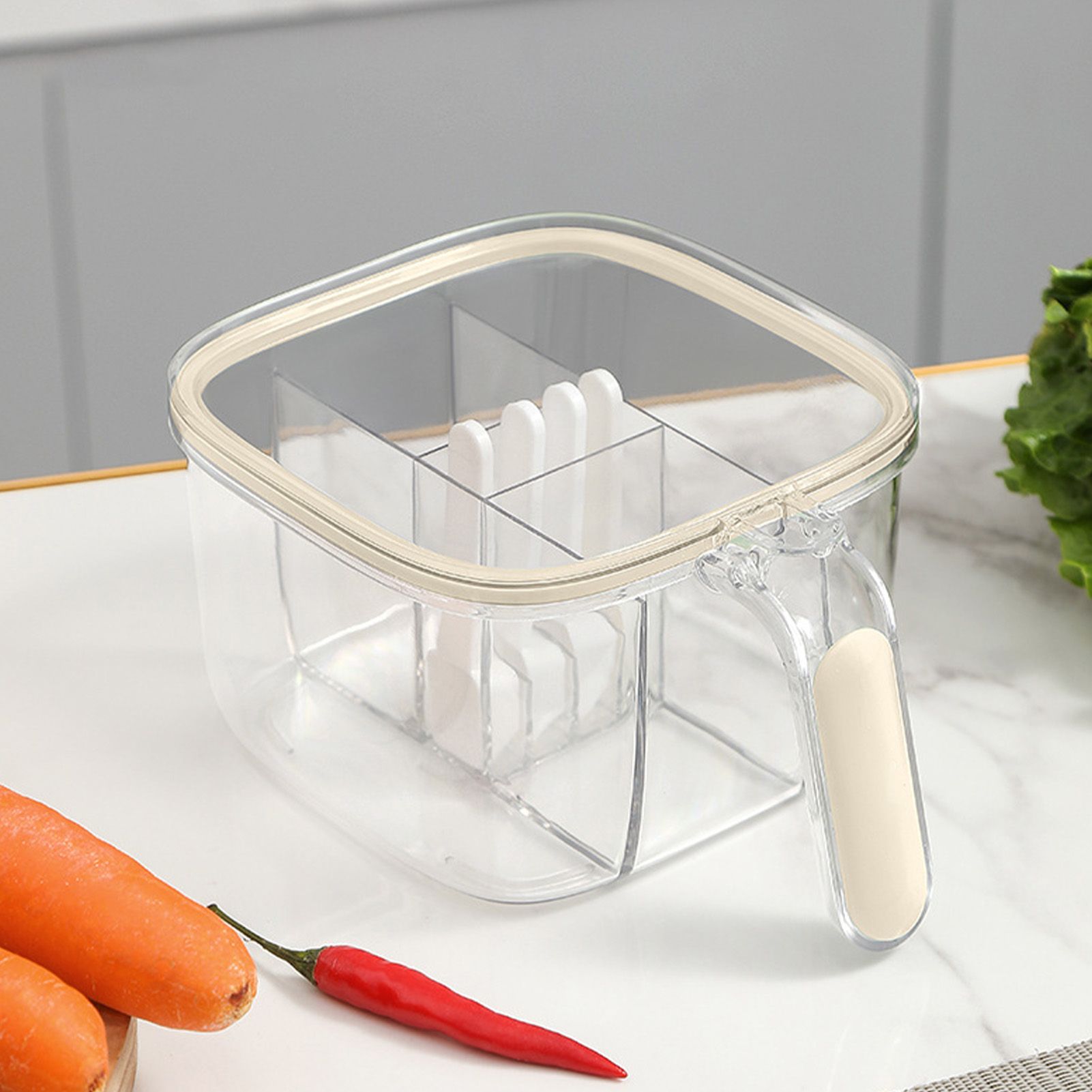 Seasoning Box 4 Compartments Transparent Window Strong PET Seasoning Jar with view 10