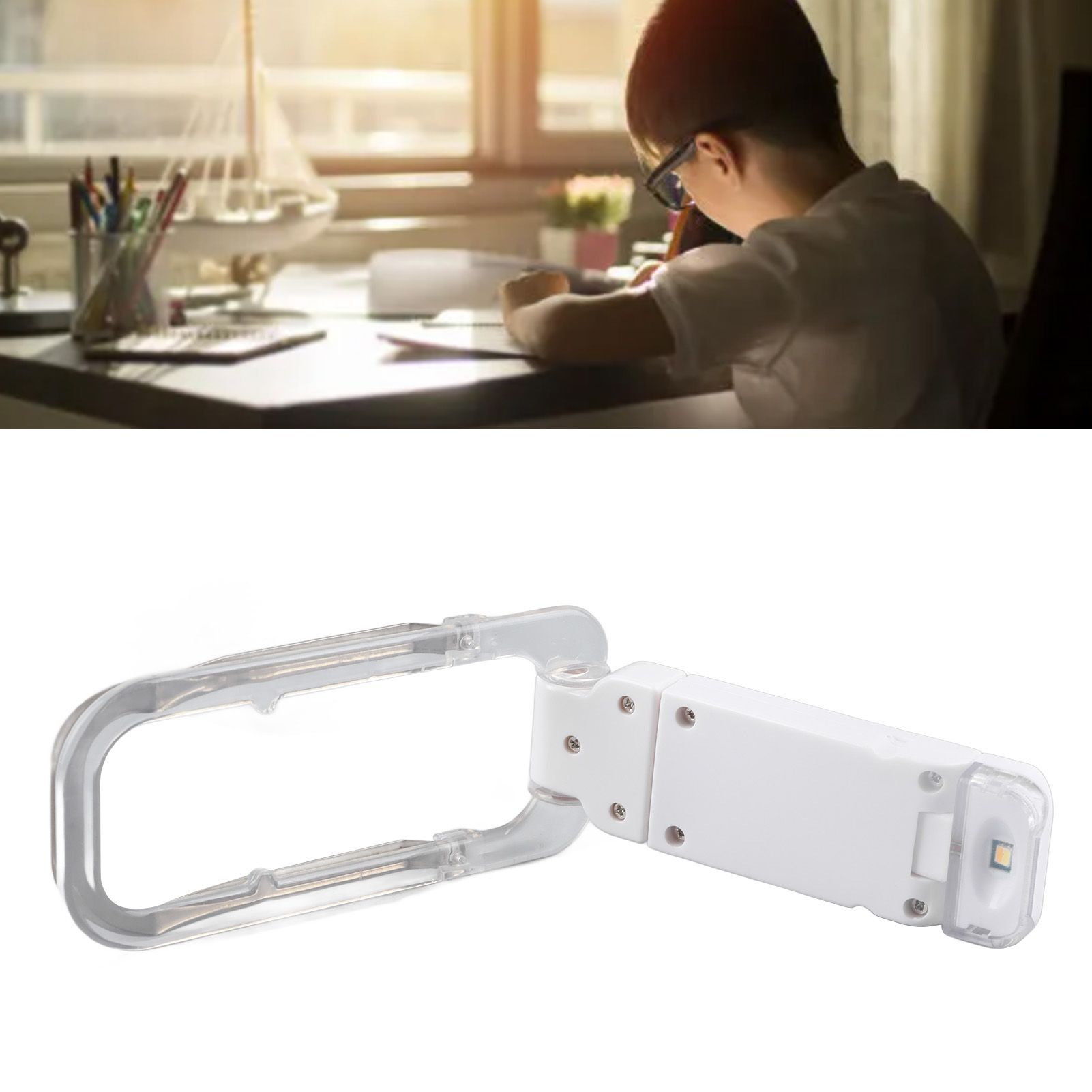 Clip On Book Light Foldable 3 Light Colors Eye Protection Portable USB view 12