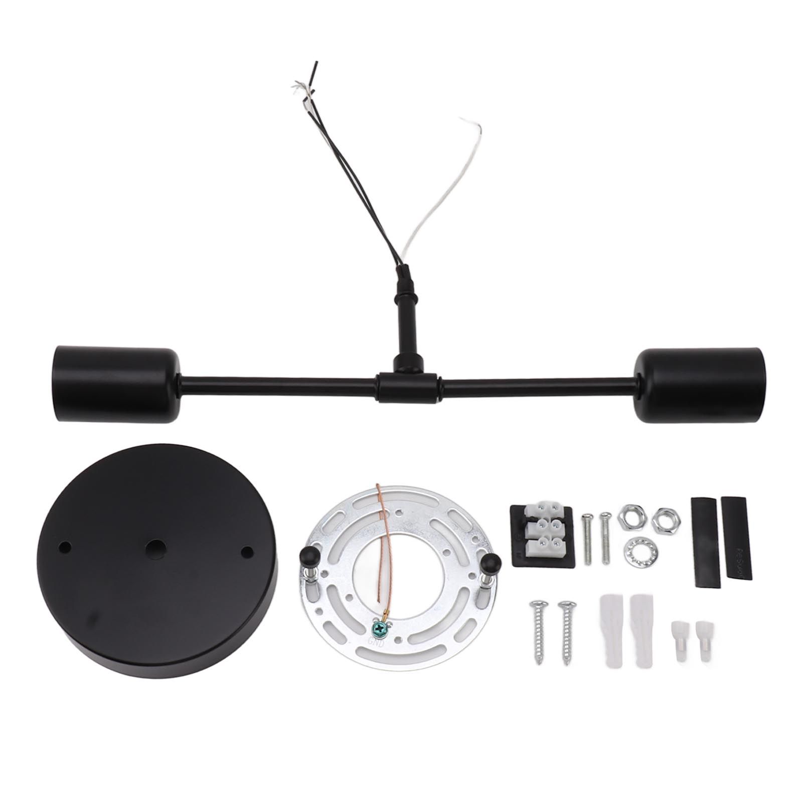 E27 E26 Double Wall Light Base Iron 85‑265V Black Modern Light Holder Base for