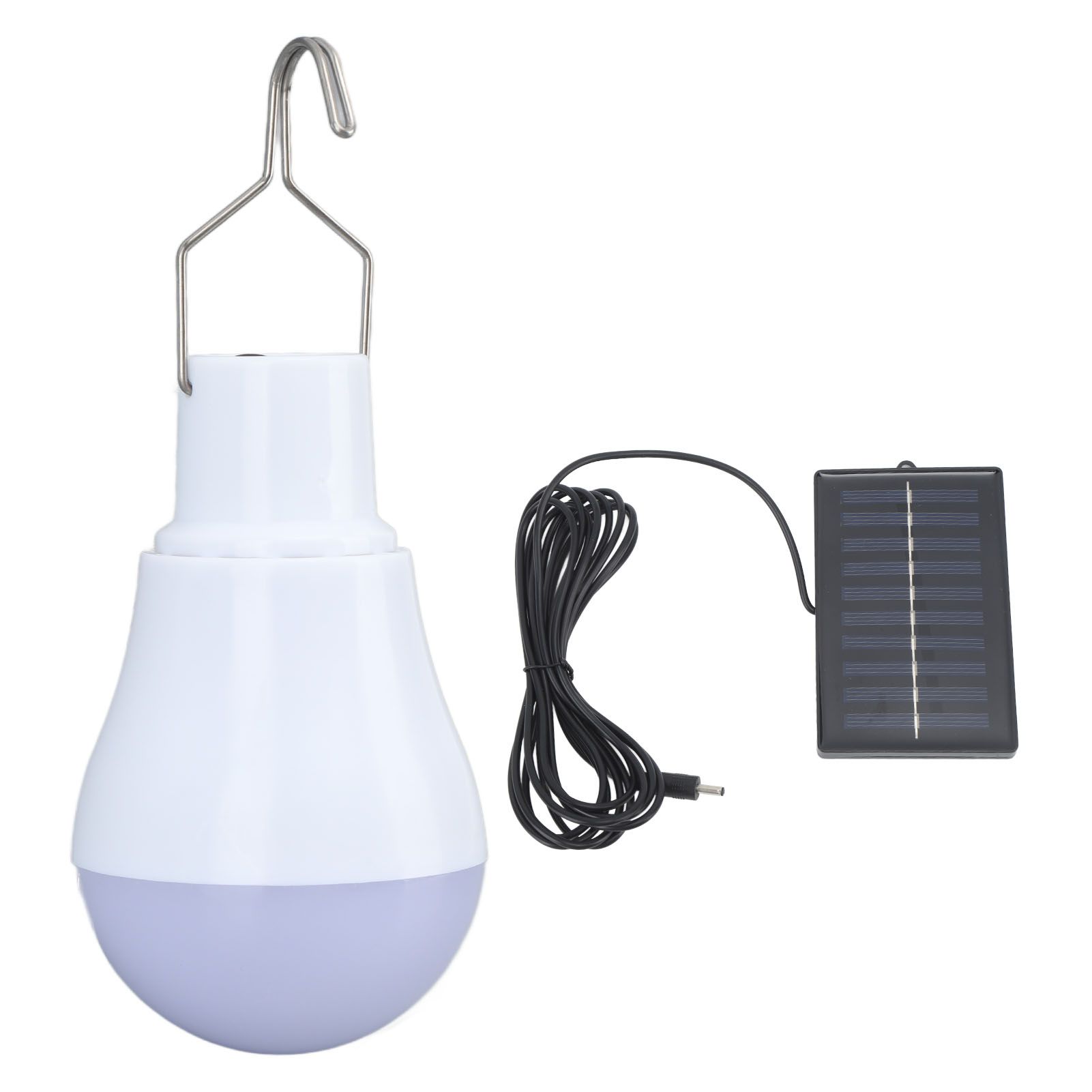 Solar Light Bulb Solar Panel LED Bulb ABS White Light 500mAh Battery Hook — image 1