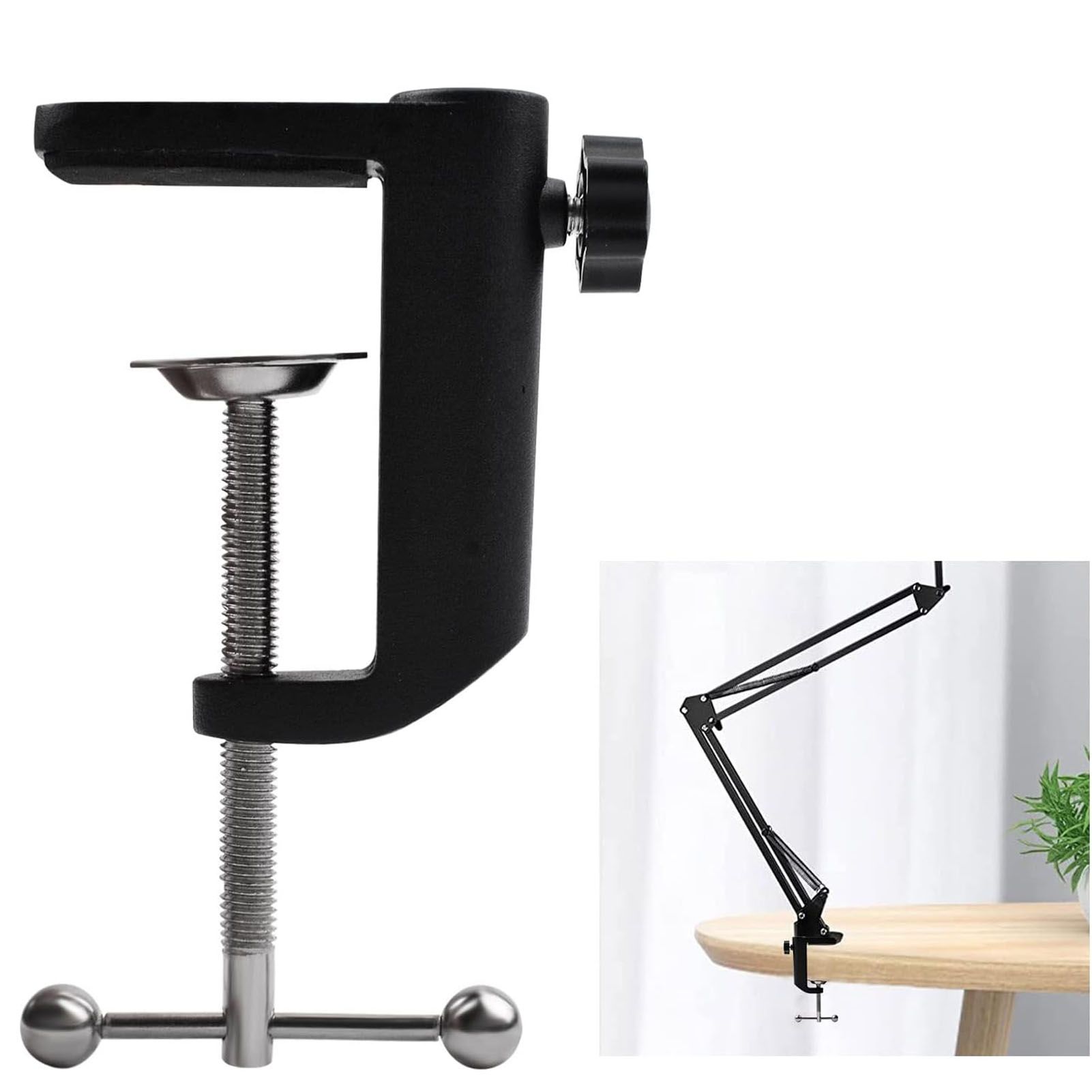 Desk C Clamp Aluminum Black 2.4inch 61mm Desk Table Mount Clamp for Desktop view 11