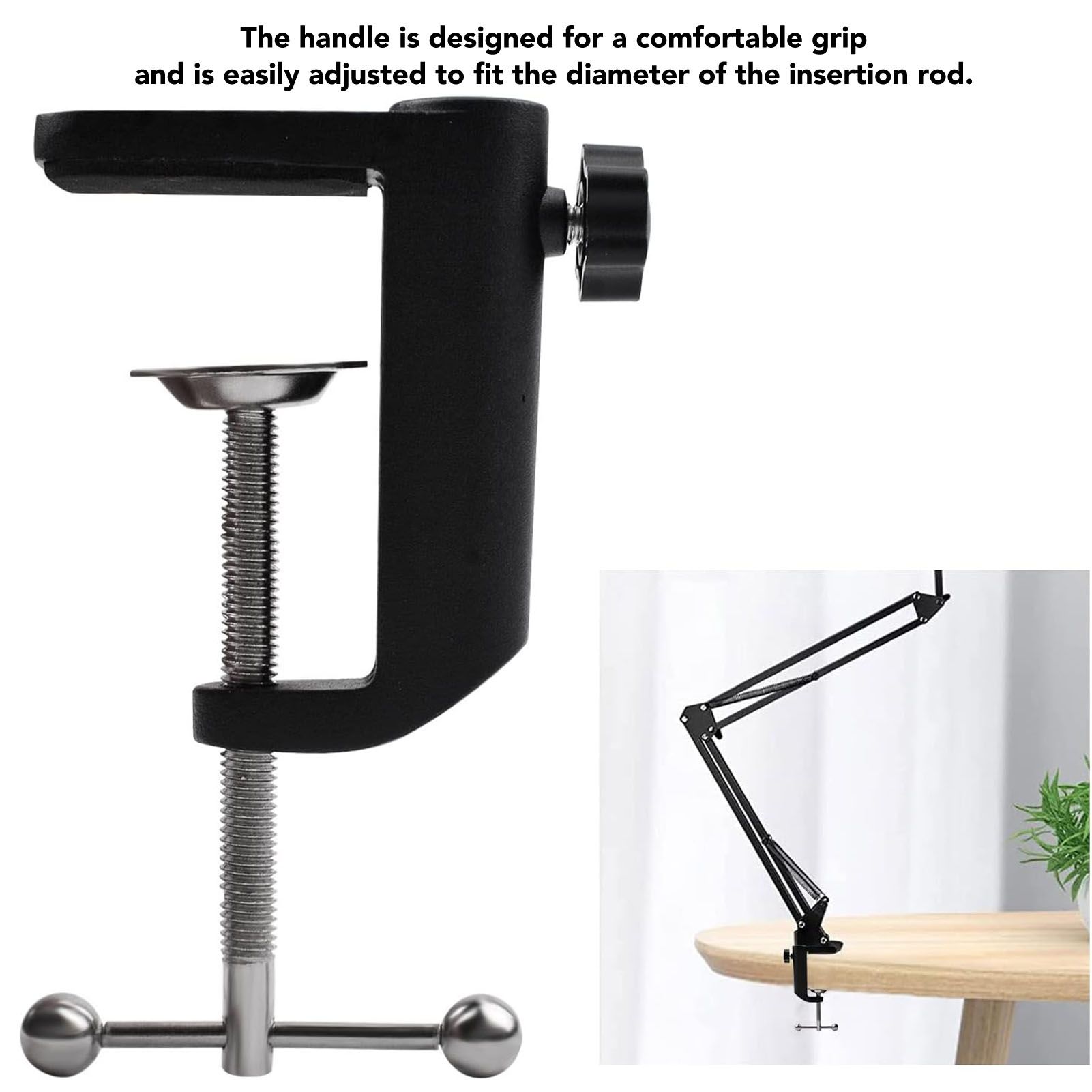 Desk C Clamp Aluminum Black 2.4inch 61mm Desk Table Mount Clamp for Desktop view 14