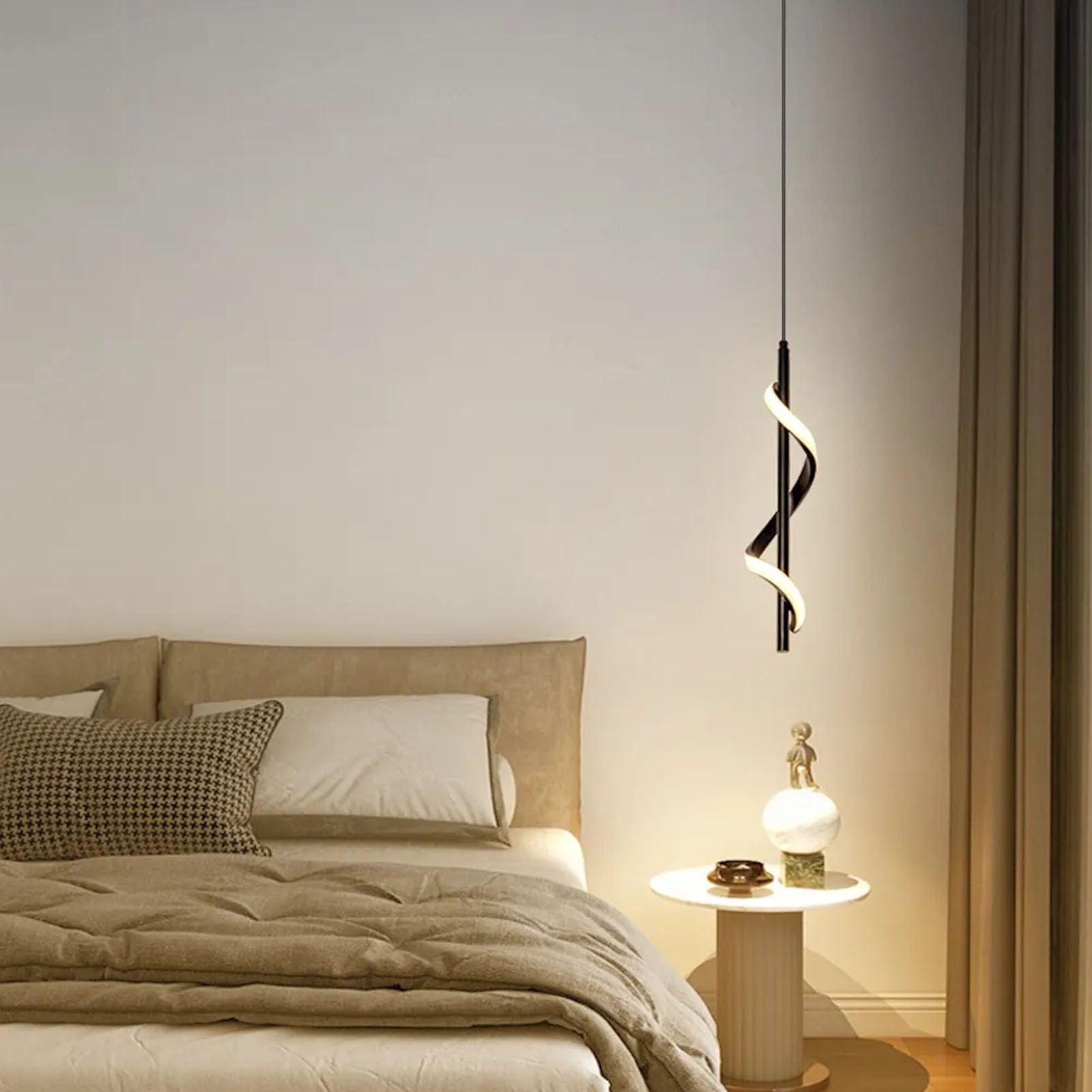 Spiral LED Pendant Light Black Glareless Bright Eyes Protection LED Hanging view 12