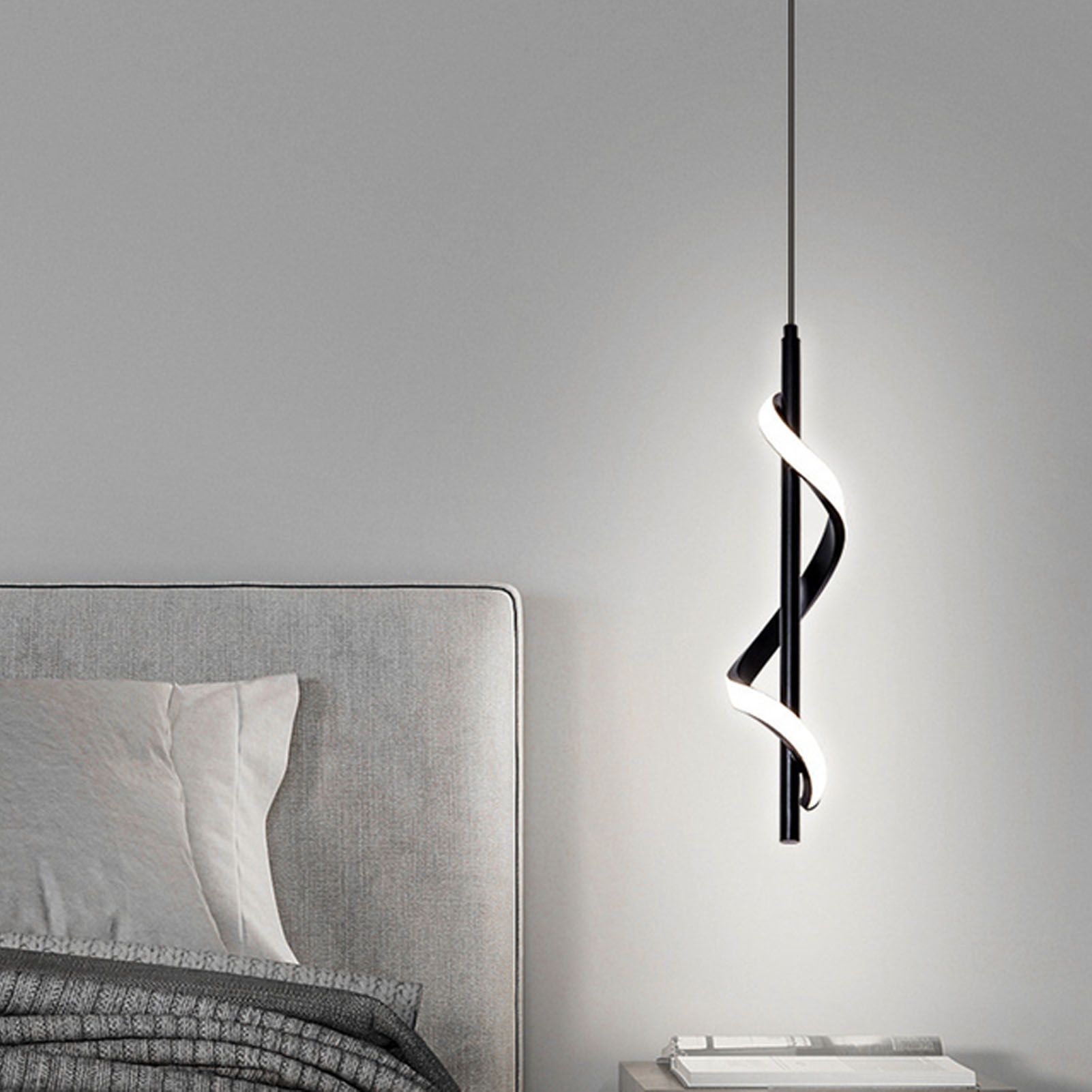 Spiral LED Pendant Light Black Glareless Bright Eyes Protection LED Hanging view 12