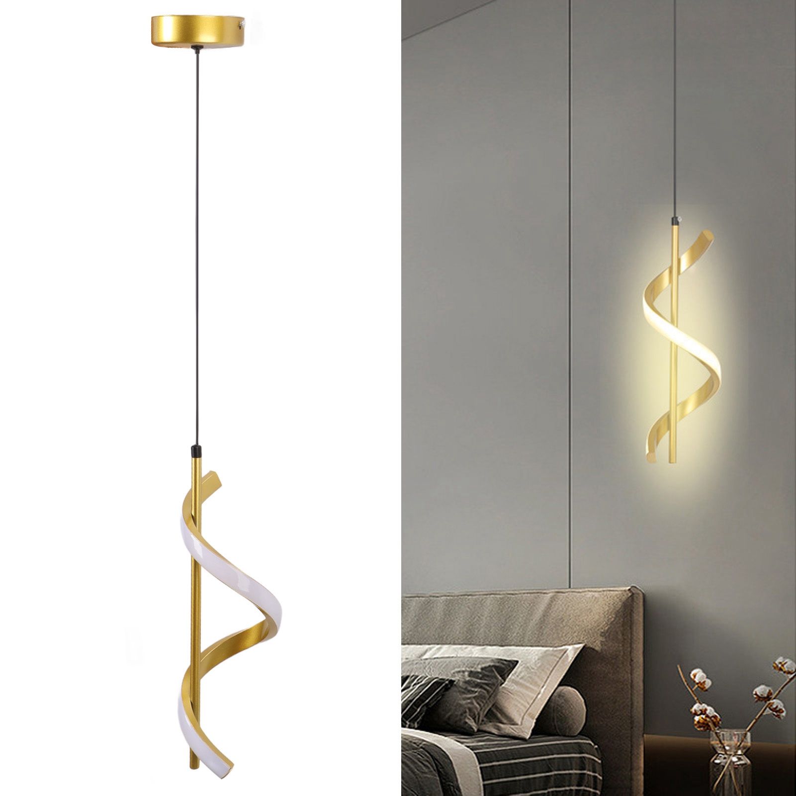 Spiral LED Pendant Light Gold Color High Brightness Eyes Protection LED view 11