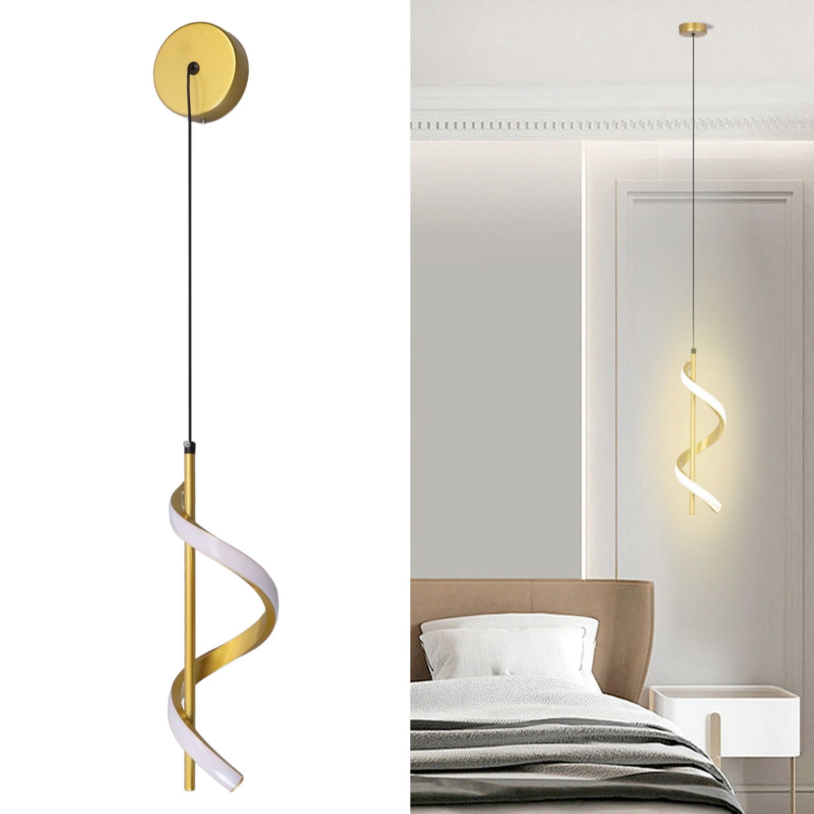 Spiral LED Pendant Light Gold Color High Brightness Eyes Protection LED view 12