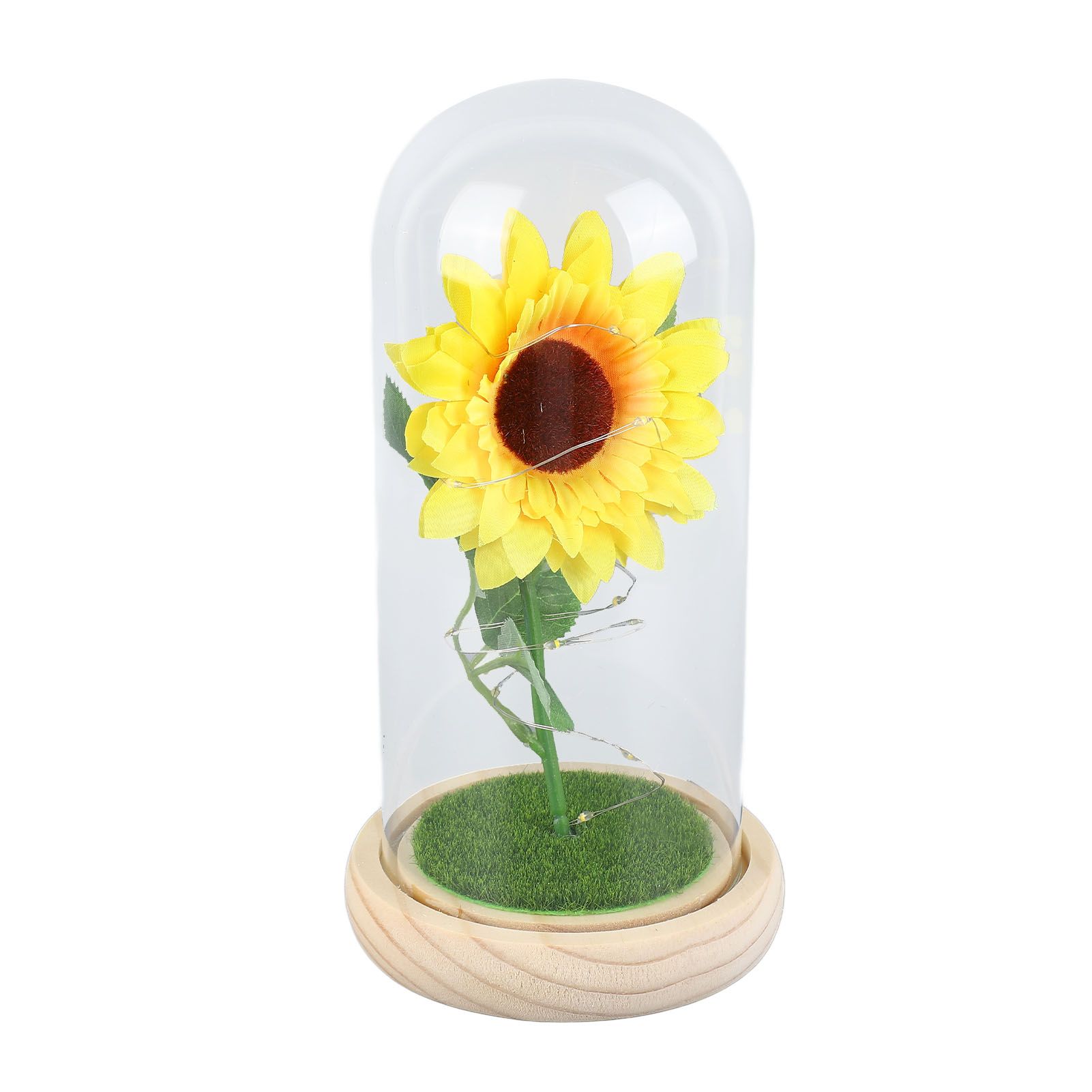 Simulation Sunflower Glass Cover Decoration Luminous LED Artificial Eternal view 5