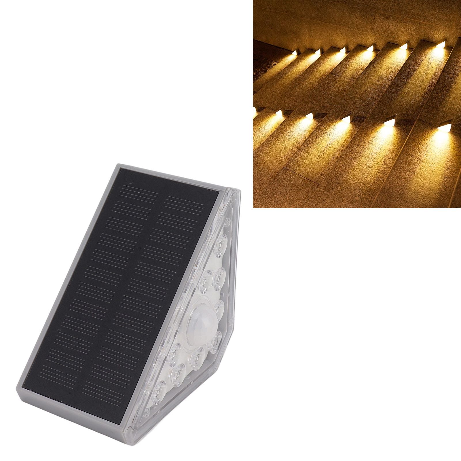 2 Set Solar Stair Lights 9 LEDs IP68 Waterproof Inductive Solar Step Lights view 12