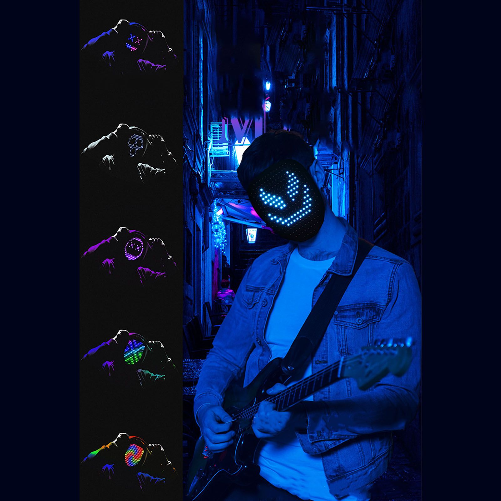 LED Party Face Cover Gesture Sensing Adjustable Light Up Transforming Face view 11
