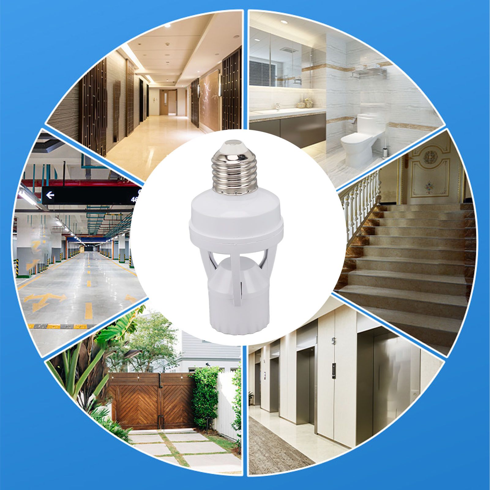 Motion Sensor Light Socket PIR Motion E27 Screw Bulb Adapter Adjustable Auto view 11