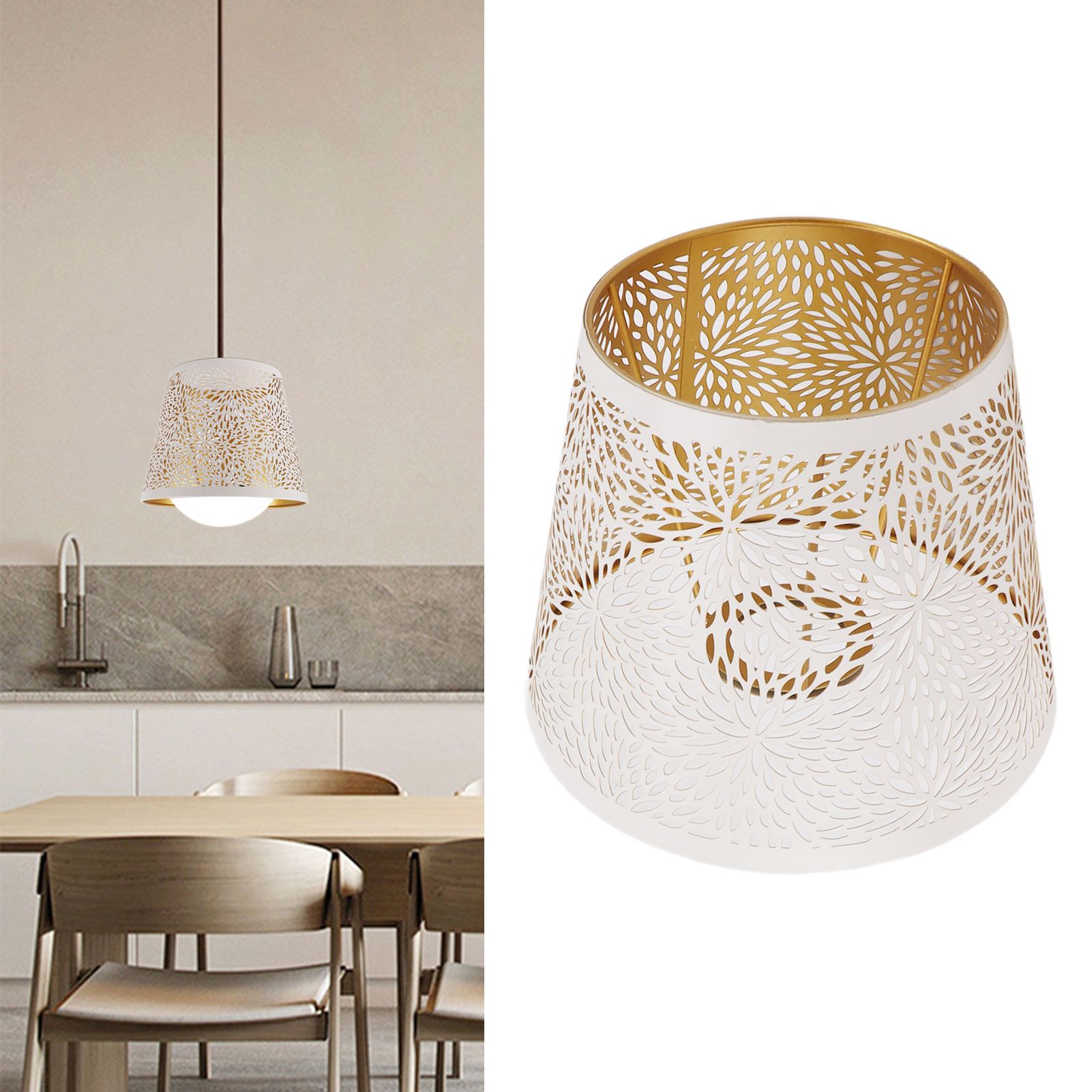 Lamp Shade E27 E26 White Carved Flower Pattern Iron Modern Design Easy view 12