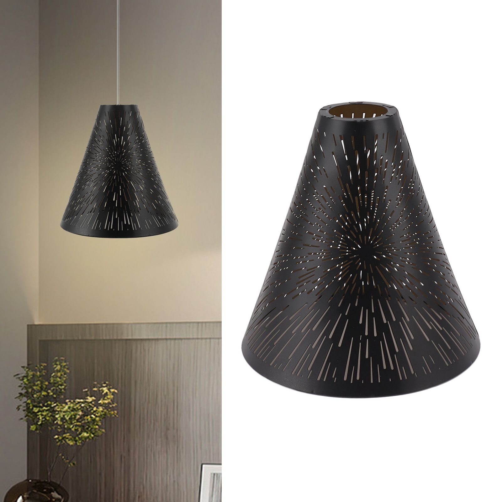 Table Lamp Shade Laser Engraved Metal Fireworks Shape Projection Lampshade for view 11
