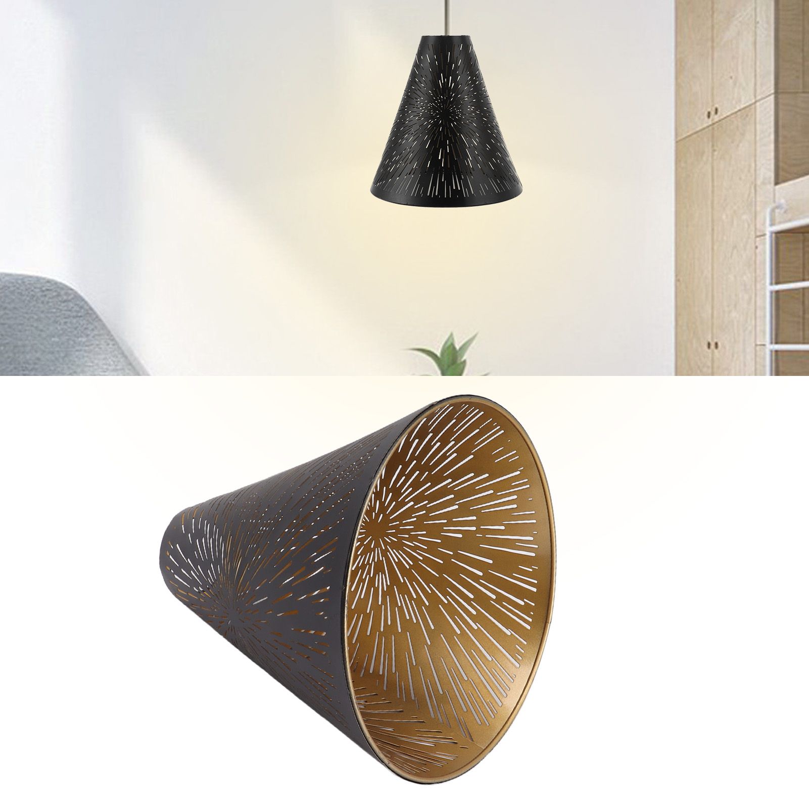 Table Lamp Shade Laser Engraved Metal Fireworks Shape Projection Lampshade for view 12