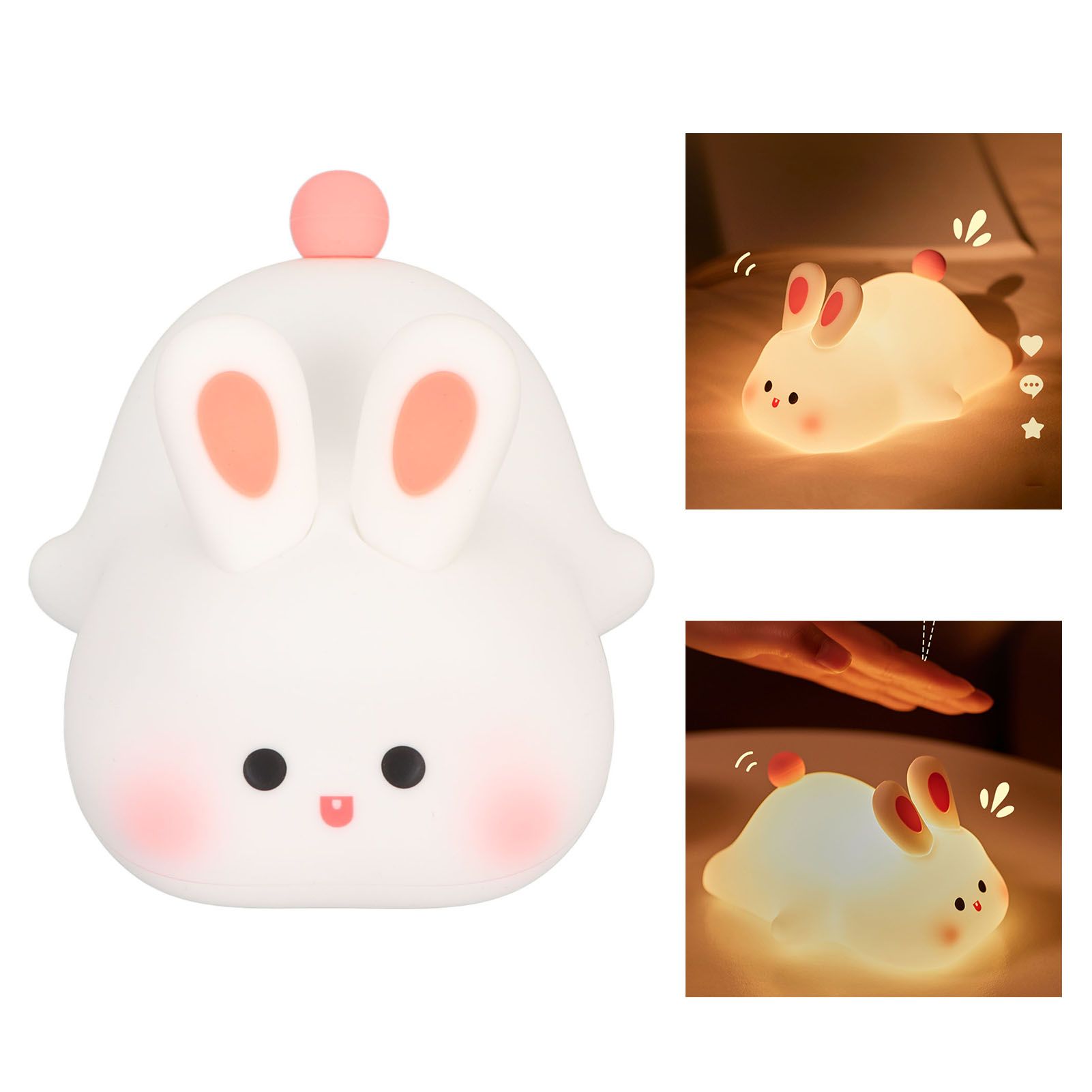 Kawaii Bunny Night Light Soft Silicone Night Light Portable USB Rechargeable view 11