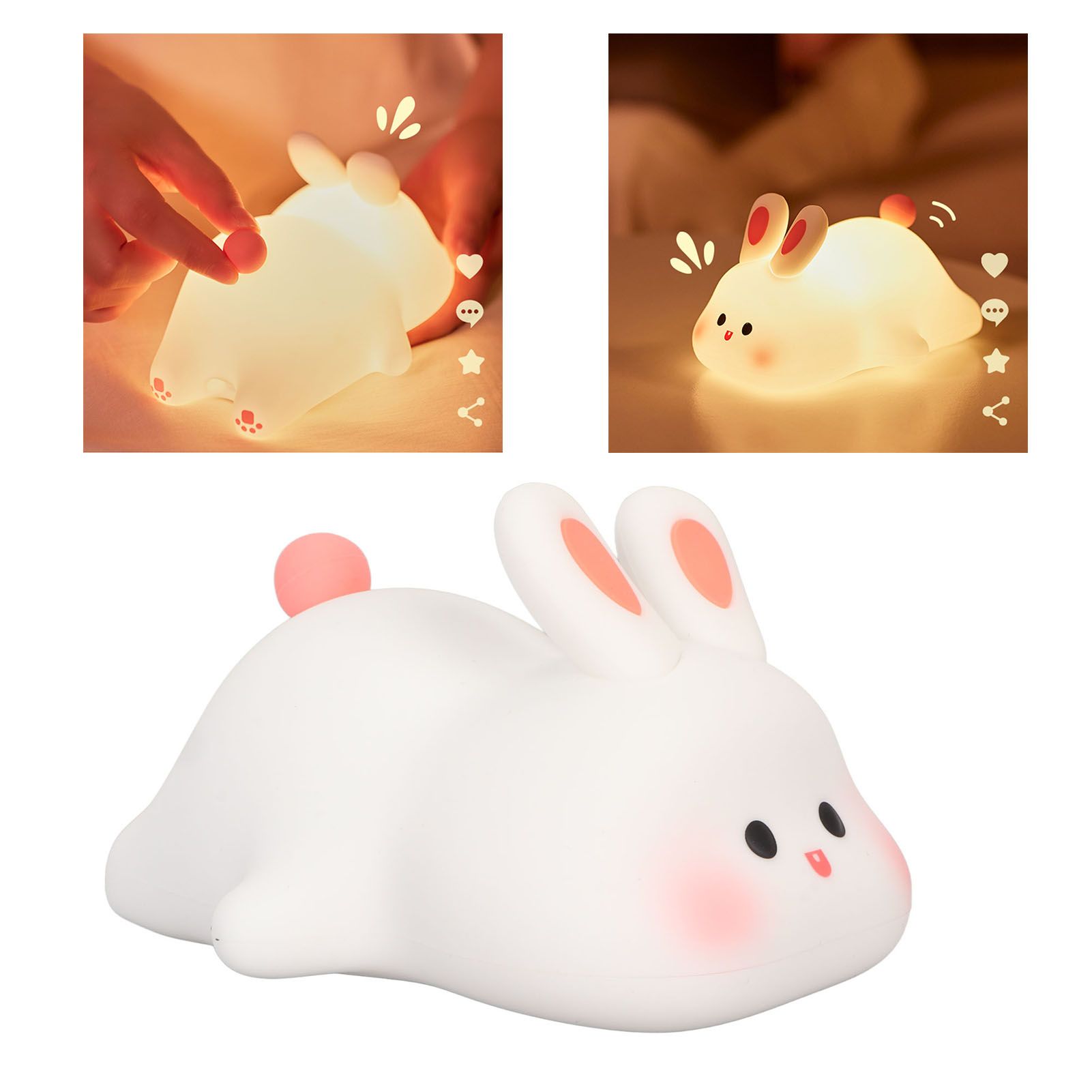 Kawaii Bunny Night Light Soft Silicone Night Light Portable USB Rechargeable view 12