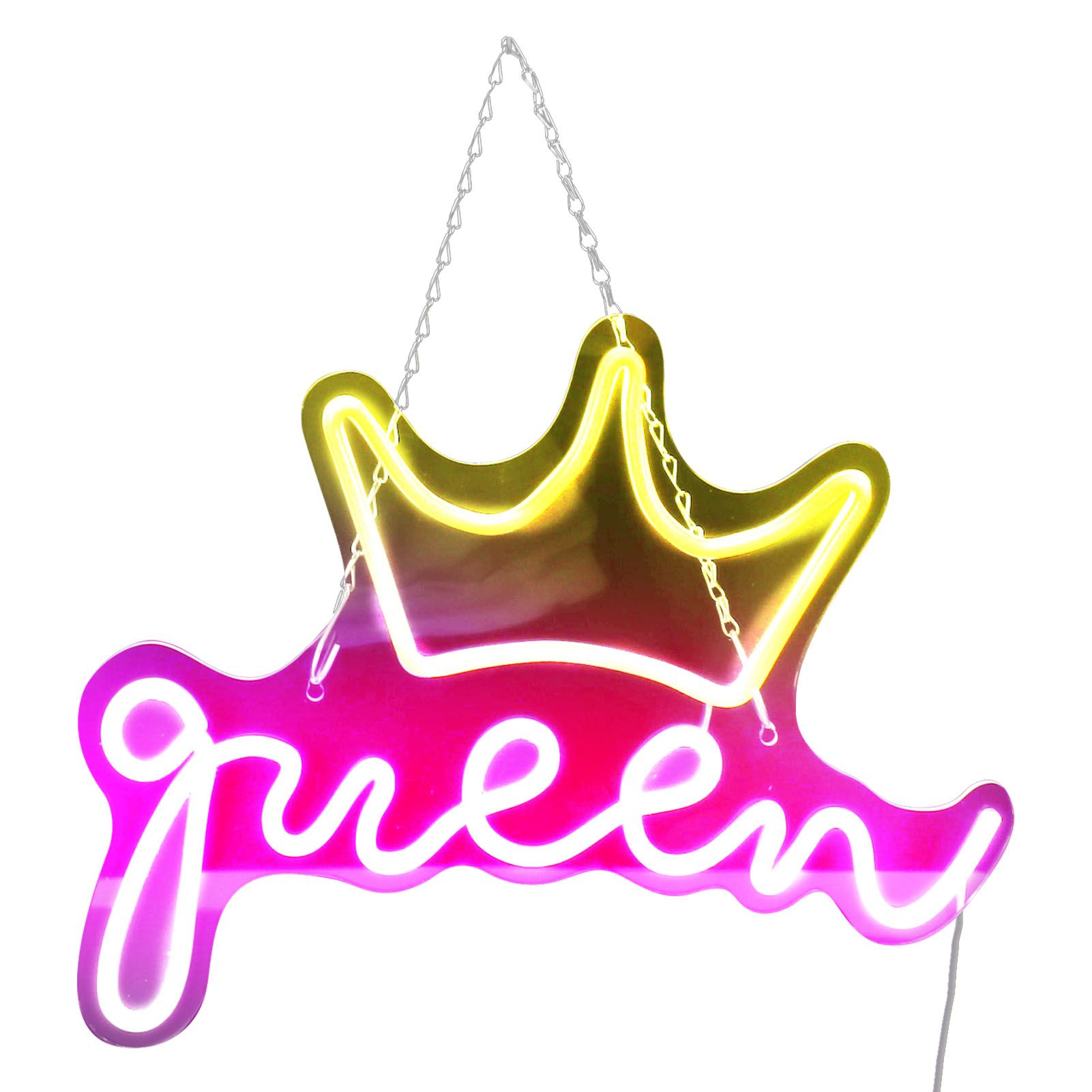LED Neon Sign Bright USB Powered Decorative Crown Queen Wall Neon Light for