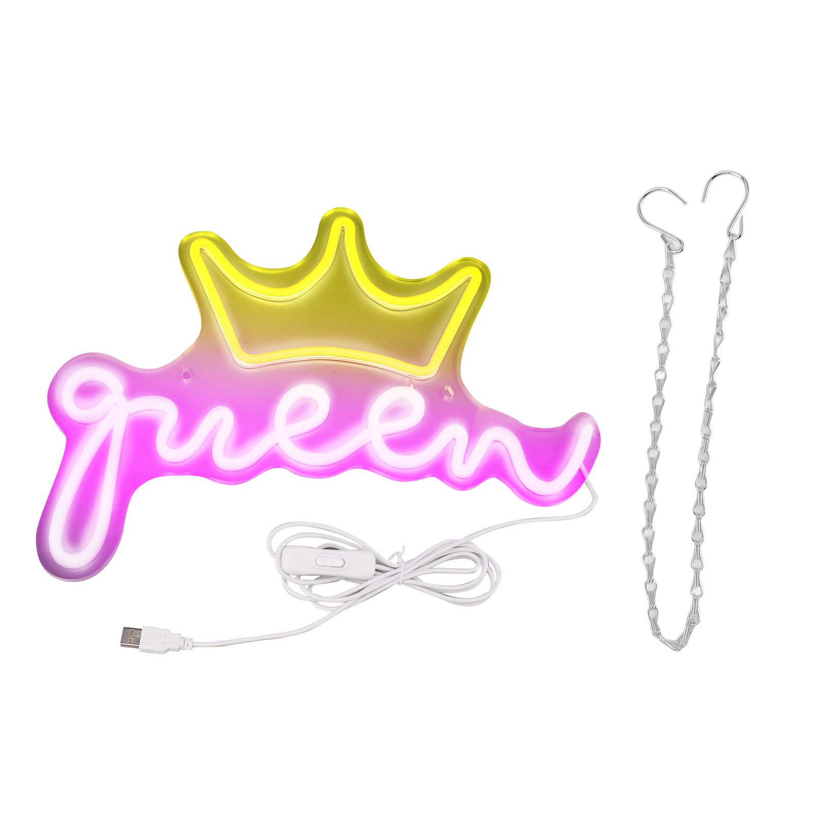 LED Neon Sign Bright USB Powered Decorative Crown Queen Wall Neon Light for view 2